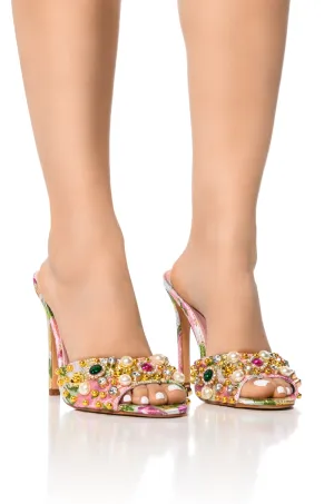 AZALEA WANG JUDITH EMBELLISHED ROUND TOE SANDAL IN PINK