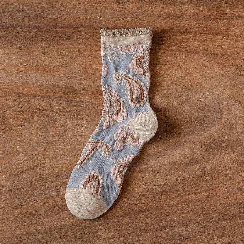 Bohemian Embossed Floral Sock