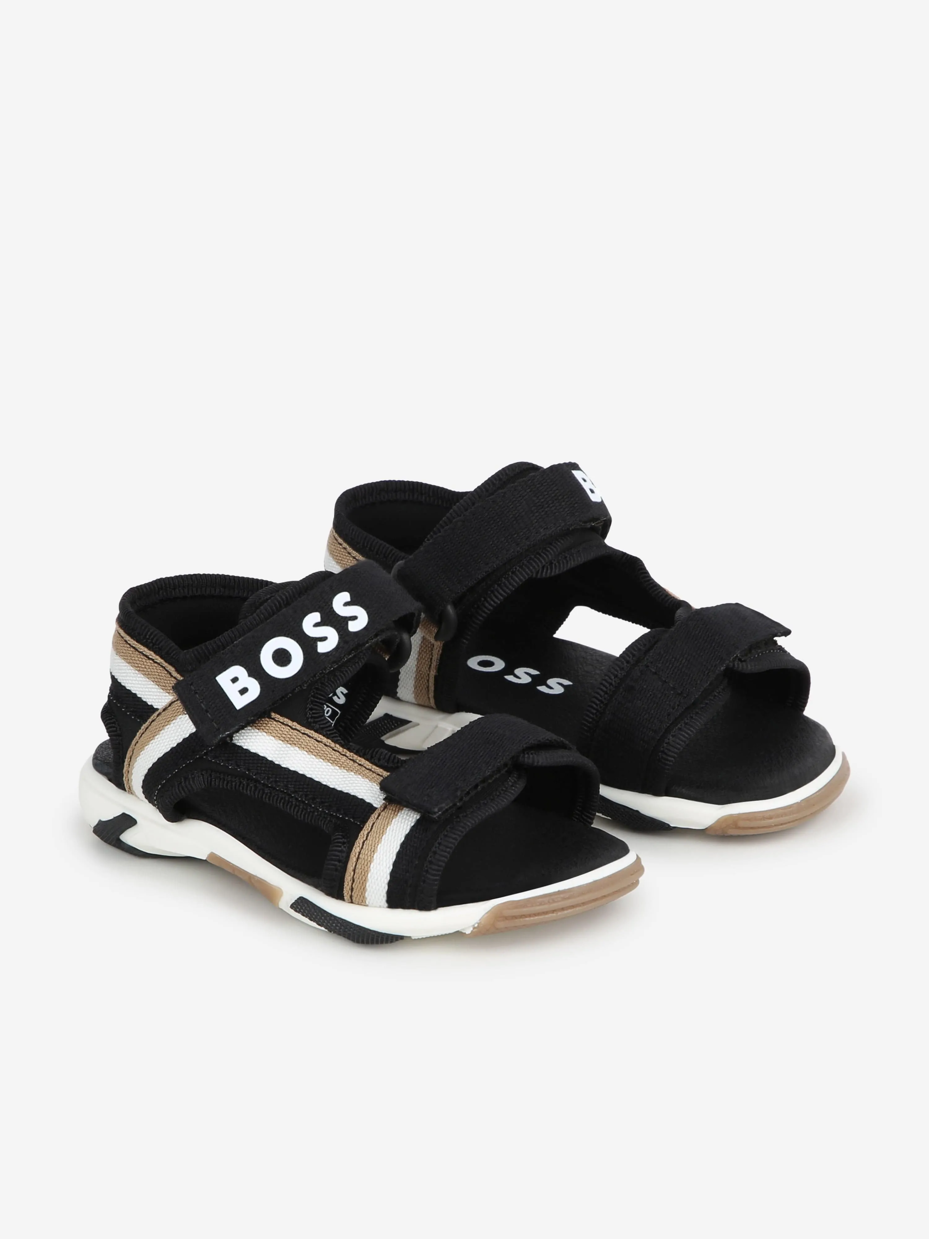 BOSS Baby Boys Strappy Logo Sandals in Black