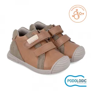 Camel leather double velcro sneaker prewalker