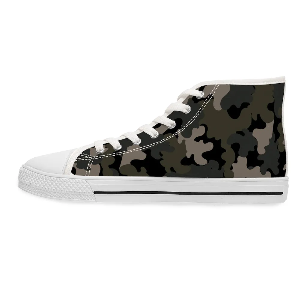 Dark Army Camouflage Women's High Top Sneakers