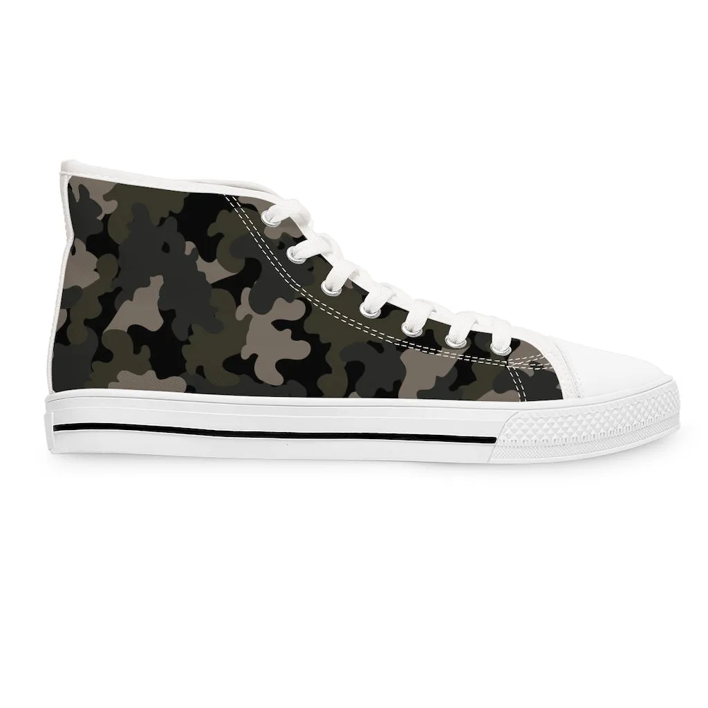 Dark Army Camouflage Women's High Top Sneakers