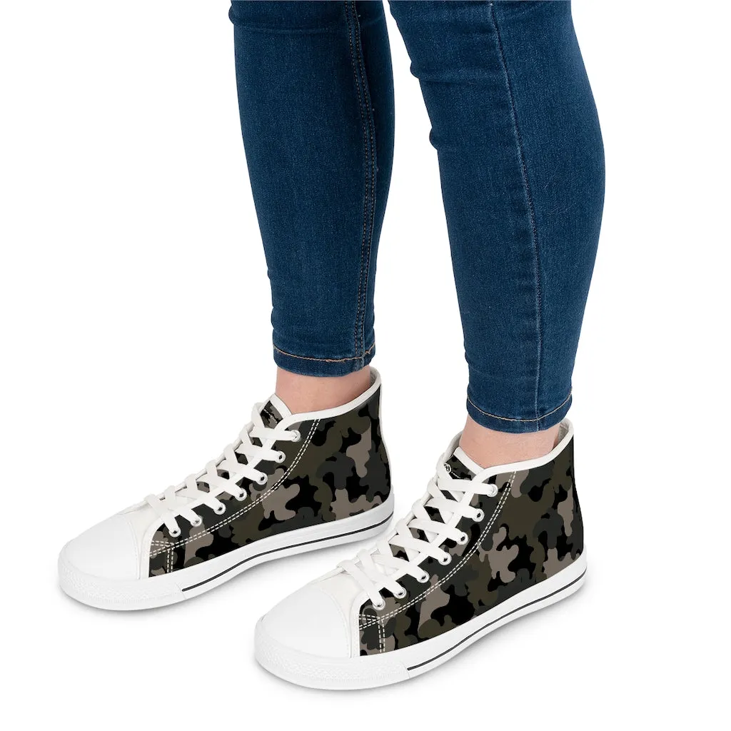 Dark Army Camouflage Women's High Top Sneakers