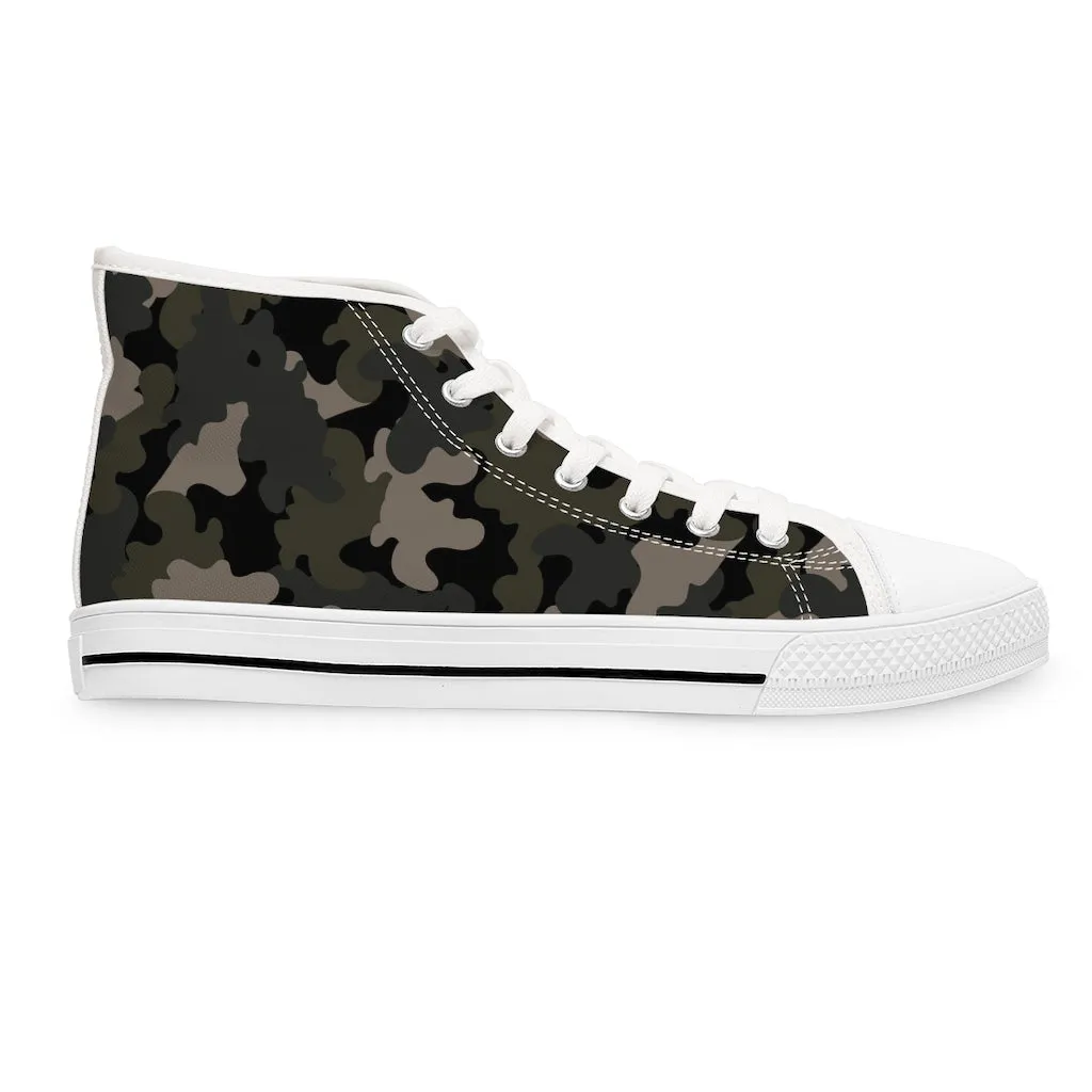Dark Army Camouflage Women's High Top Sneakers
