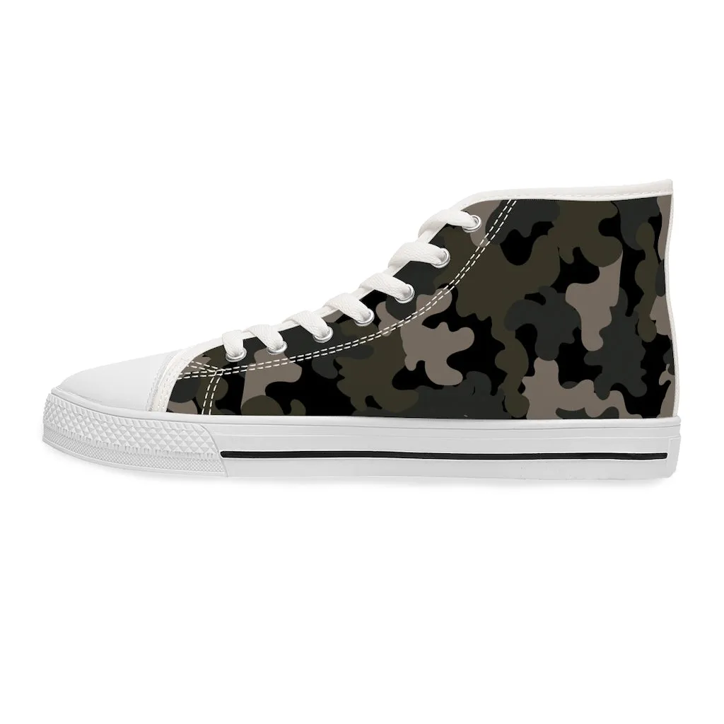Dark Army Camouflage Women's High Top Sneakers