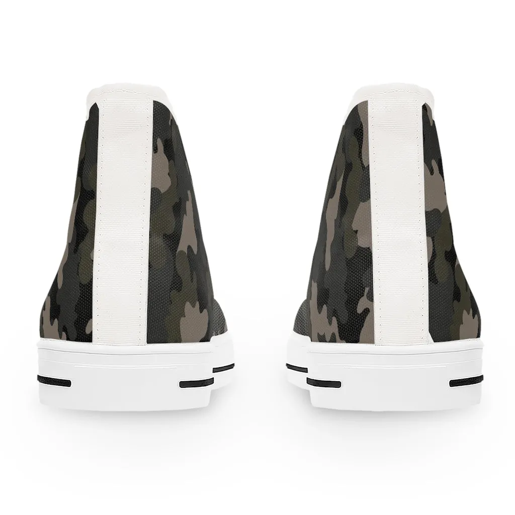 Dark Army Camouflage Women's High Top Sneakers