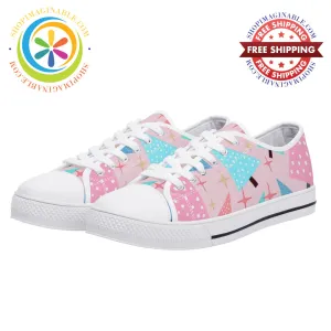 Festive Trees Ladies Low Top Canvas Shoes