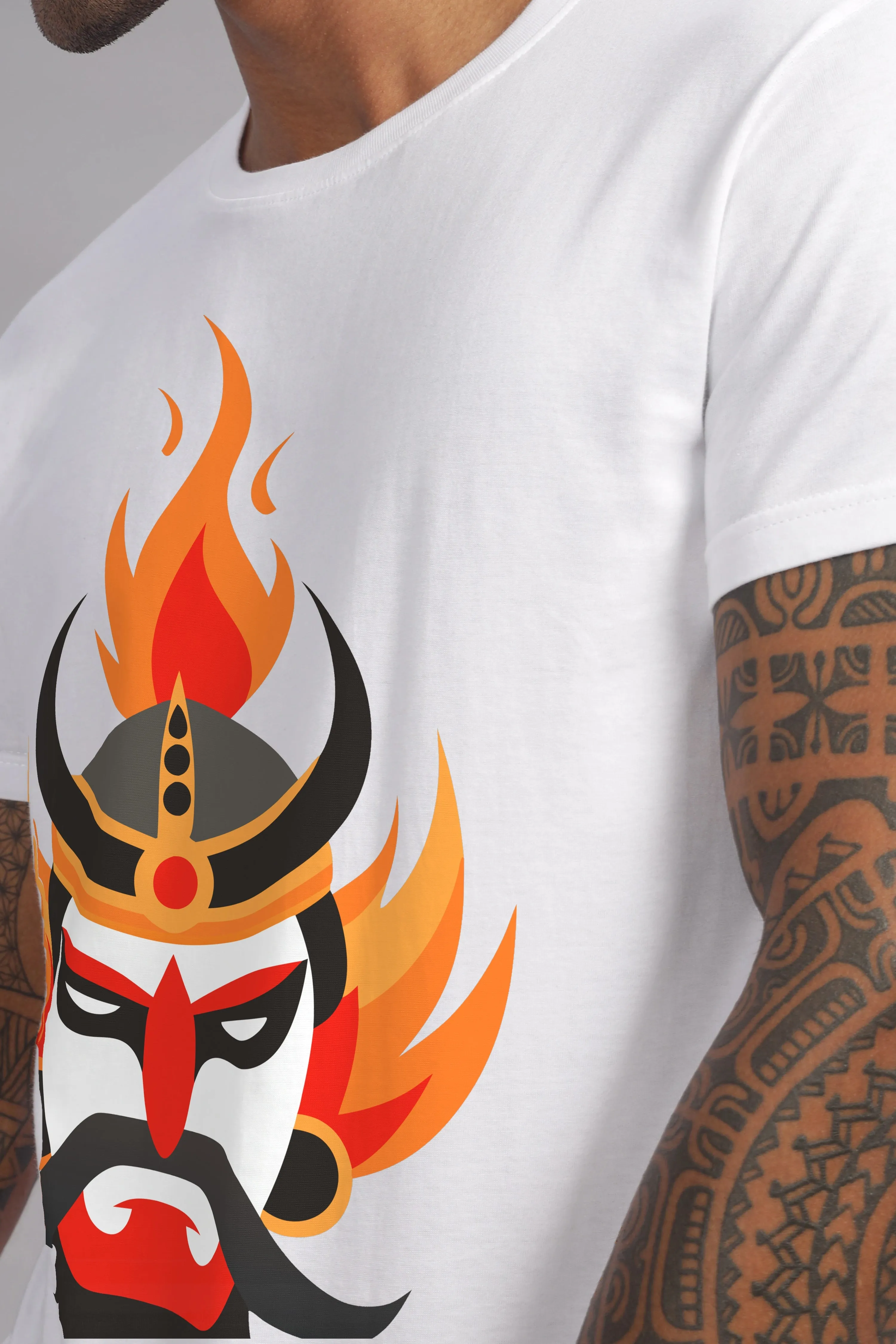 Flaming Rage - 100% Cotton White Crewneck Half Sleeve Unisex T-Shirt