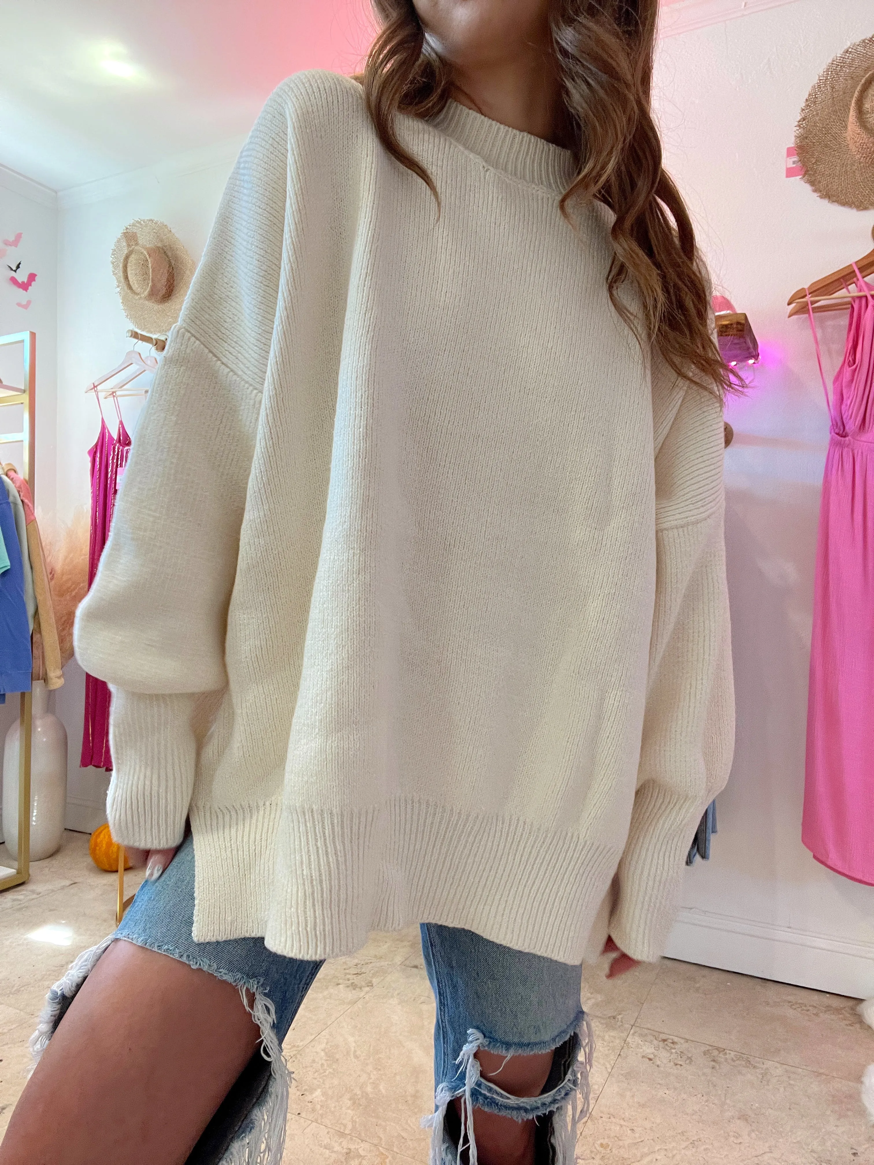 Get Toasty Oversized Ribbed Sweater