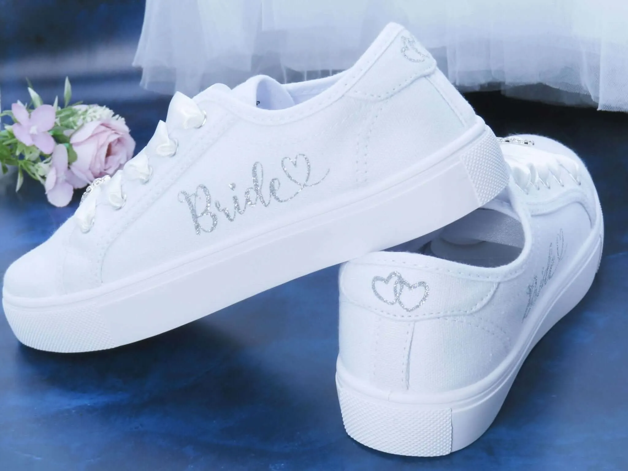 Glitter Print Wedding Trainers in Standard & Wide Fit