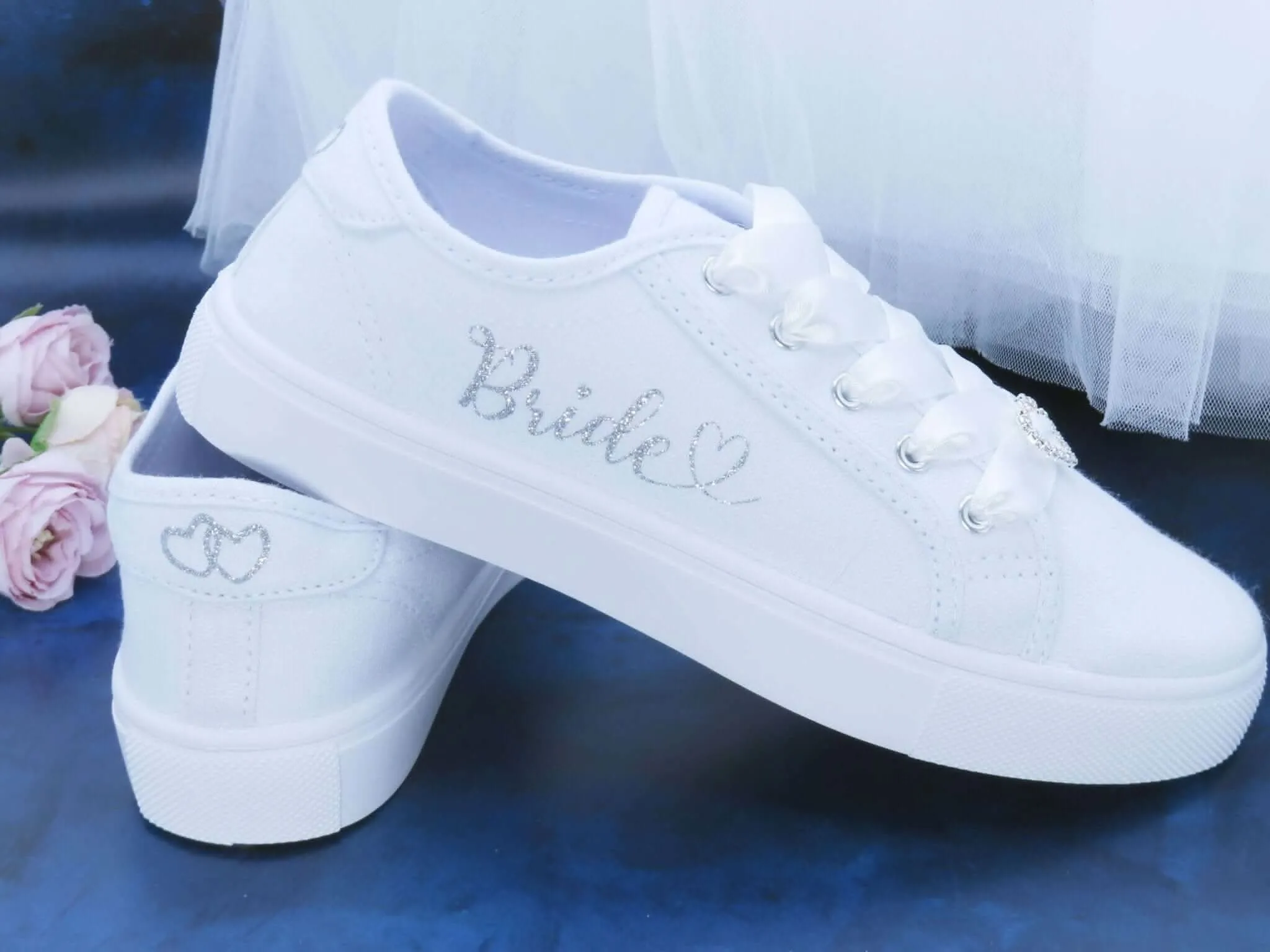 Glitter Print Wedding Trainers in Standard & Wide Fit