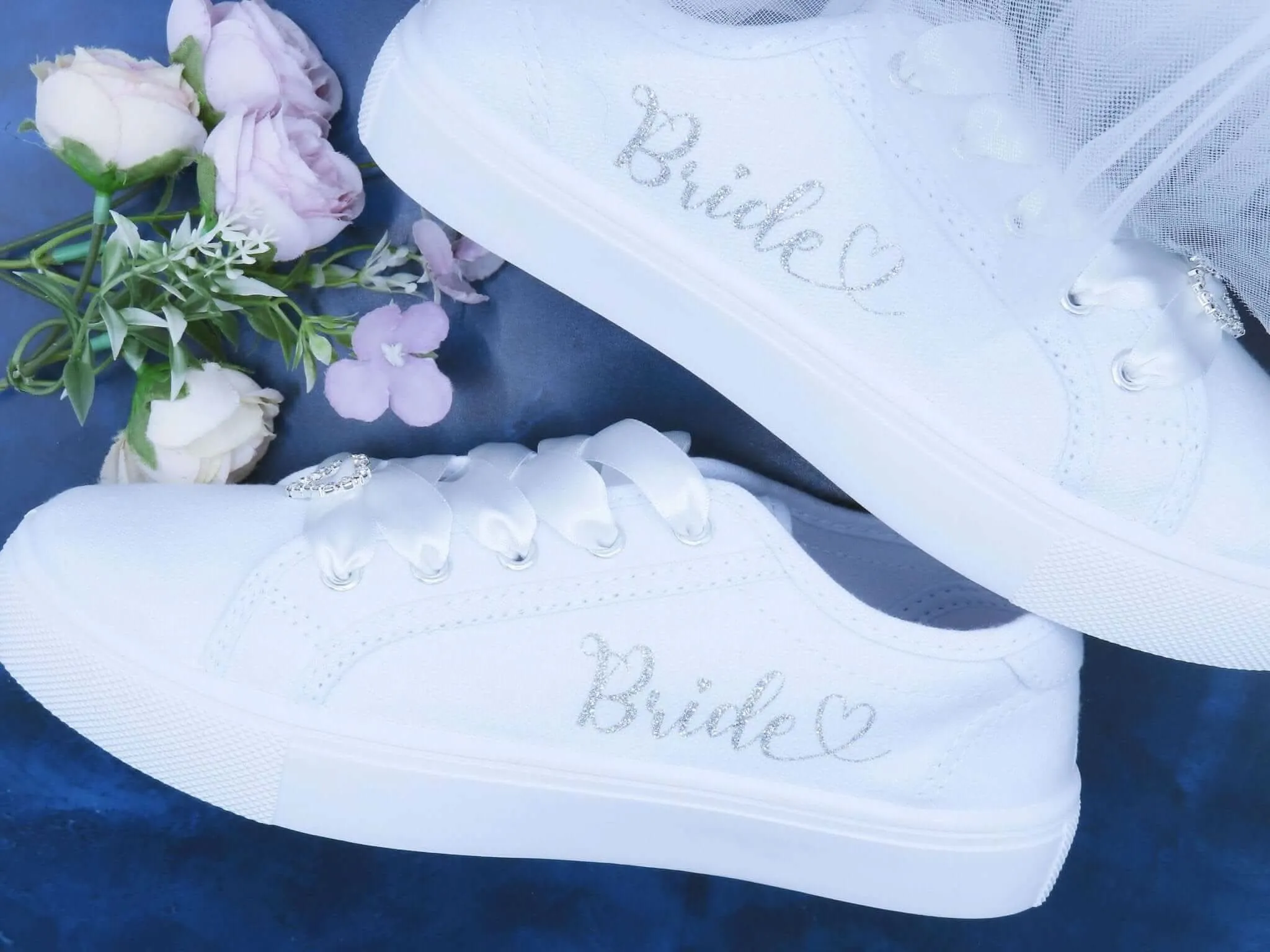 Glitter Print Wedding Trainers in Standard & Wide Fit