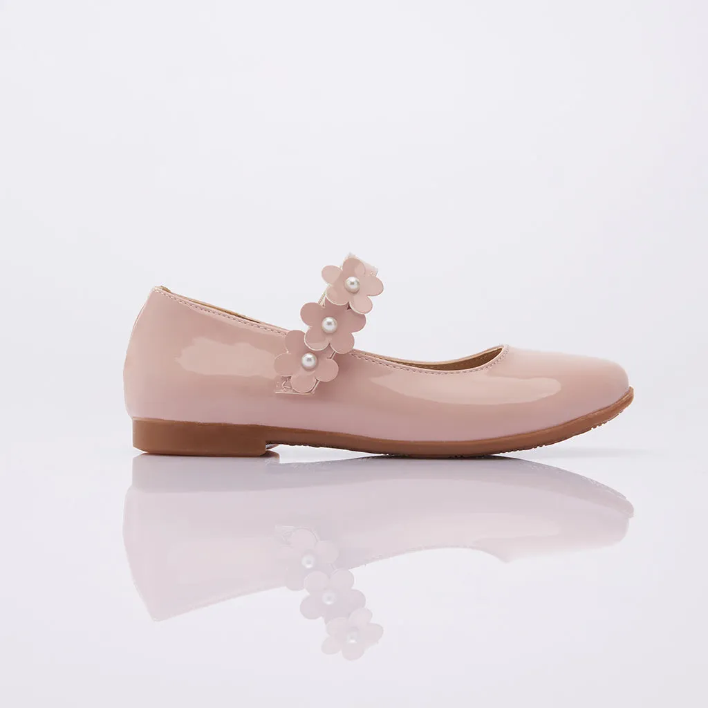 Glossy Pink Flower Flats