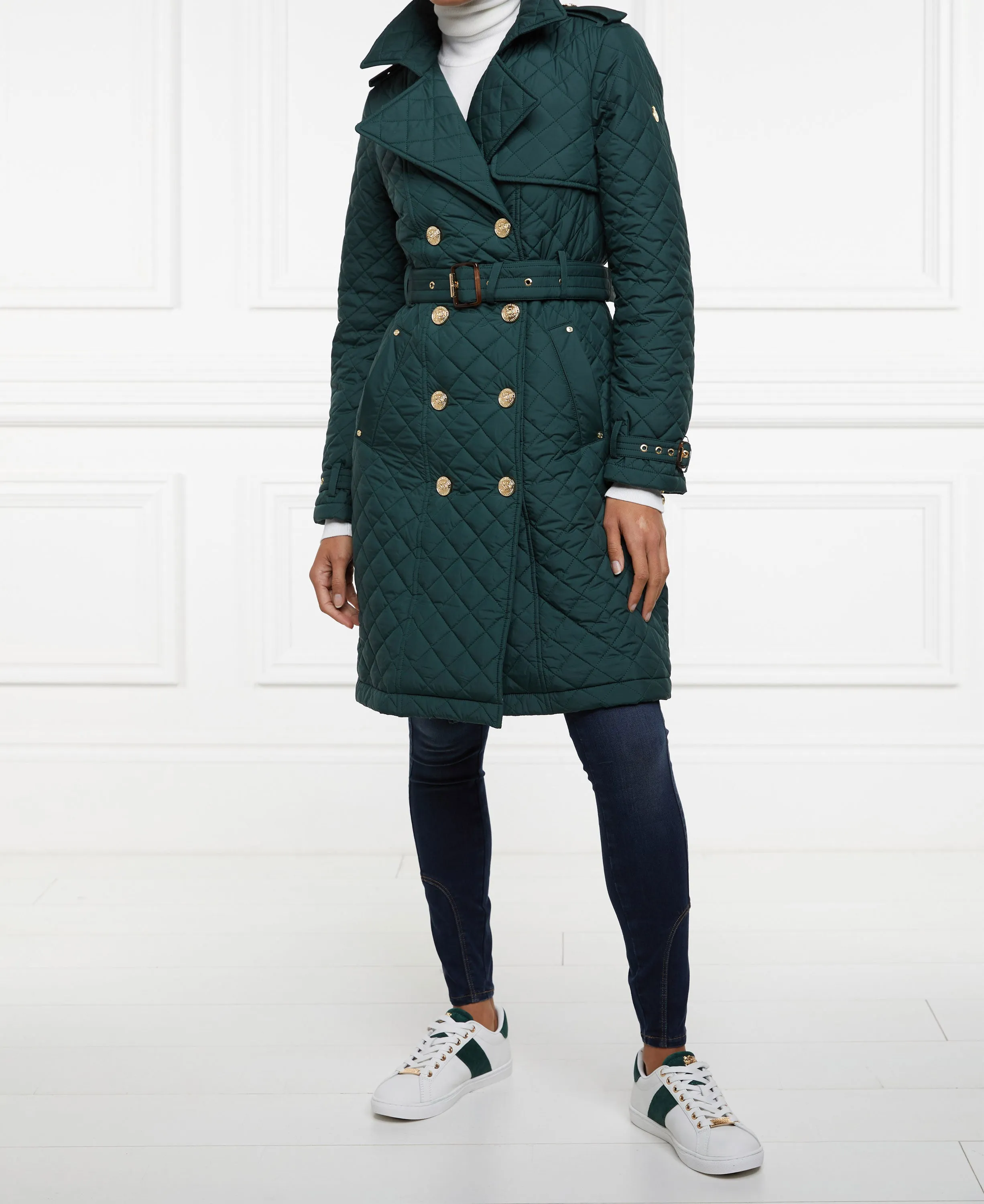Knightsbridge Court Trainer - White/Racing Green