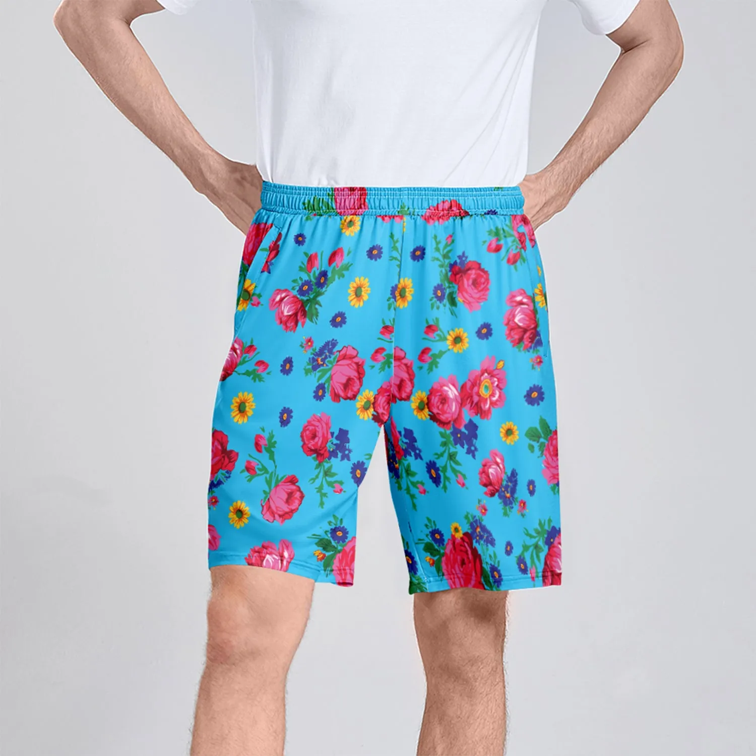 Kokum Ceremony Sky Athletic Shorts with Pockets