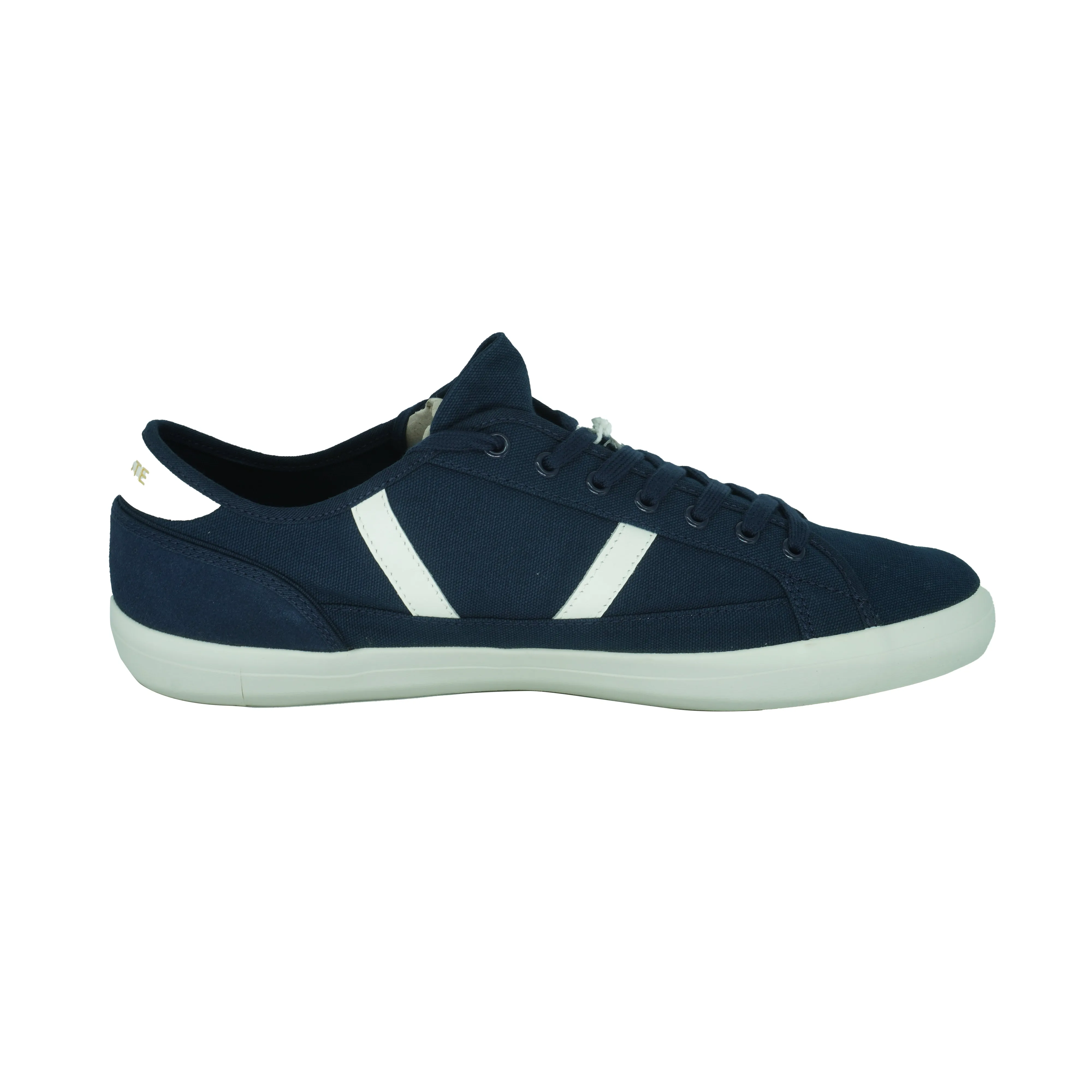 Lacoste Men's Sideline Canvas Leather Ankle Casual Sneakers Navy Blue White 12