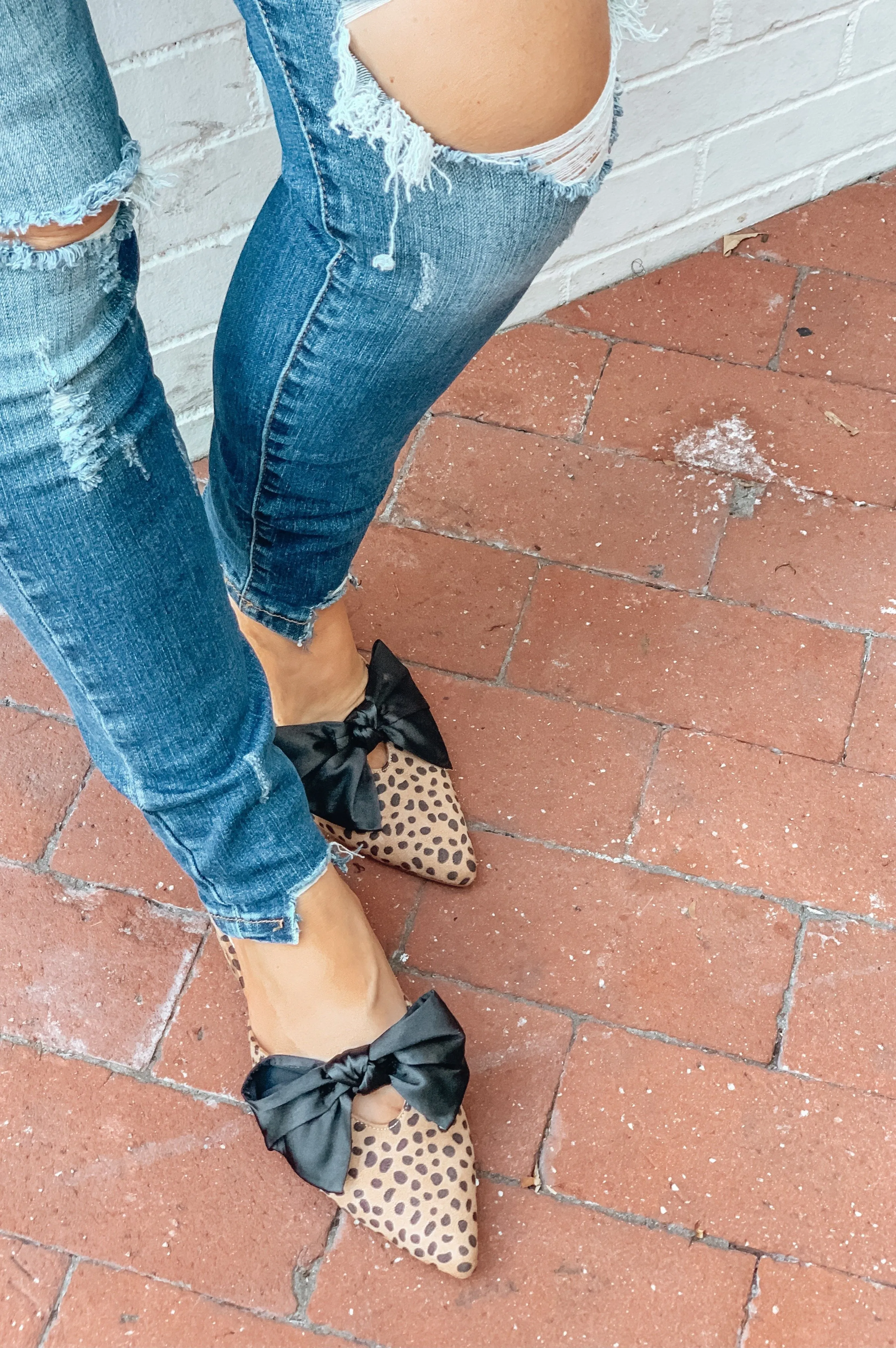 Leopard Satin Bow Mules