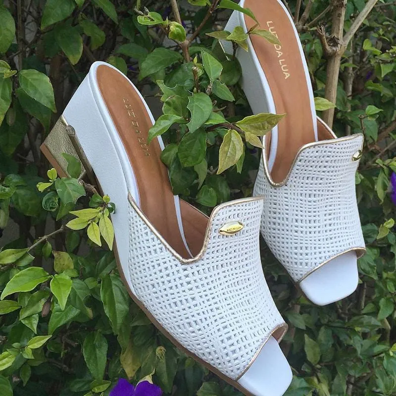 Mule Weave White and Gold - Luz da Lua