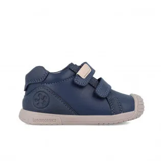 Navy leather double velcro sneaker prewalker