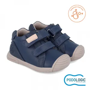 Navy leather double velcro sneaker prewalker