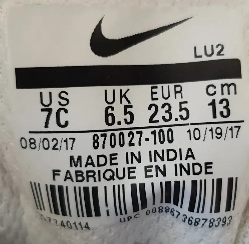 Nike Air Force 1 Low Leather Kids Trainers UK7.5/US8C/E25 CV4597-100 White/Black