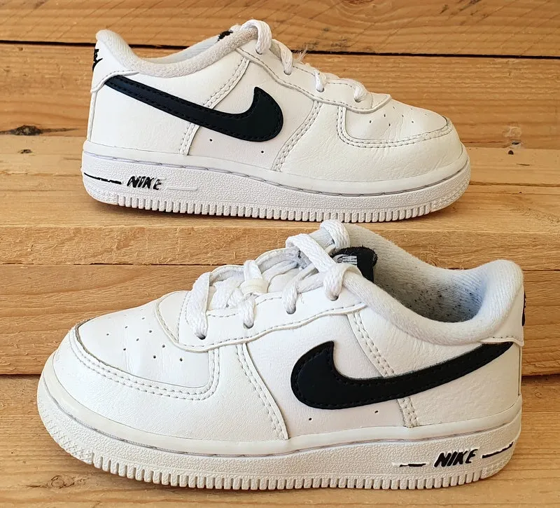 Nike Air Force 1 Low Leather Kids Trainers UK7.5/US8C/E25 CV4597-100 White/Black