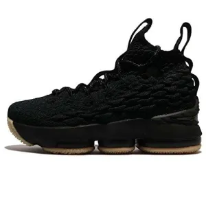 Nike Kid's Lebron XV GS, Black/Black/Gum, Youth Size 6