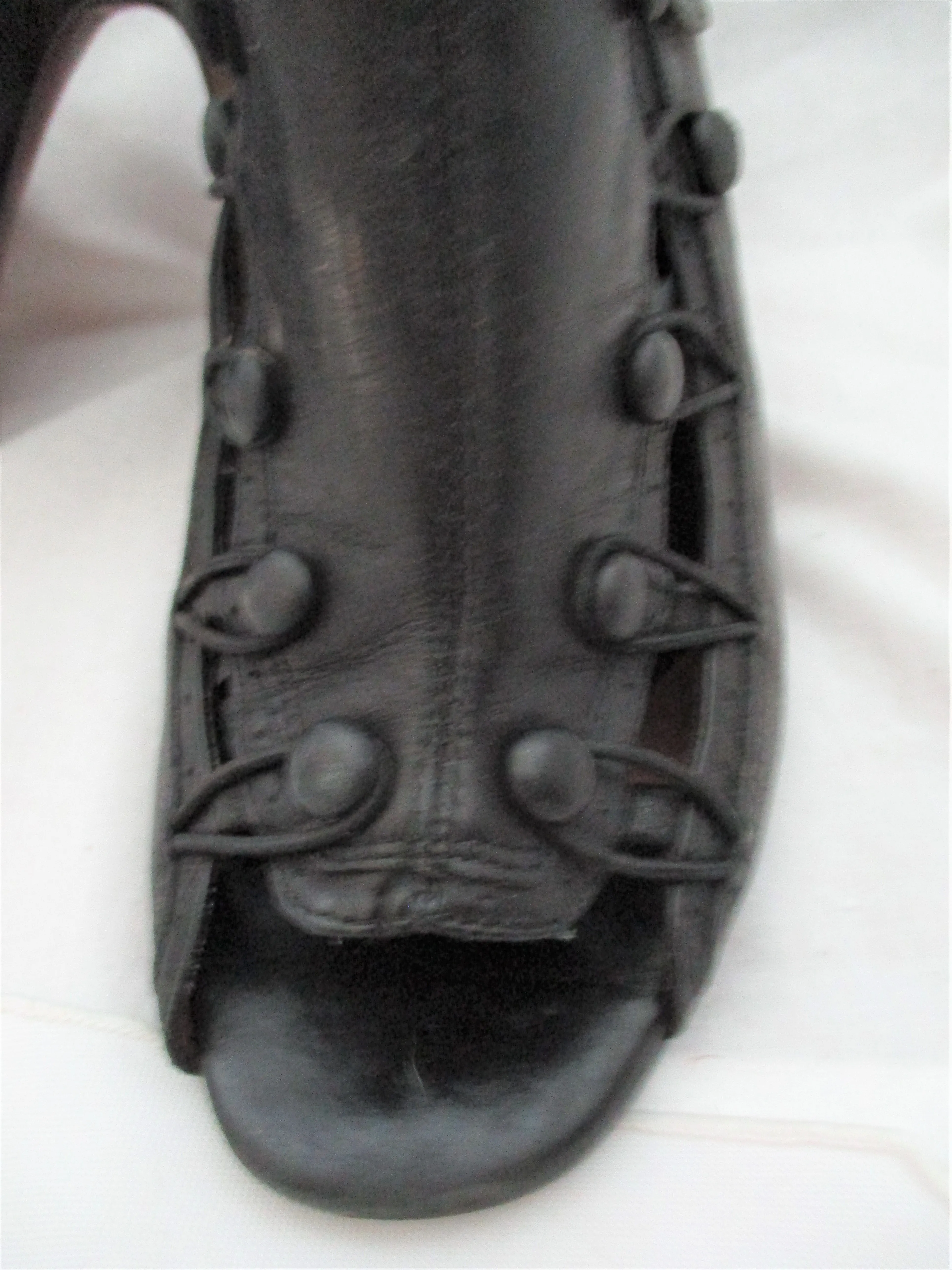 No. 704b. High Heel Open Toe Shoe Slide Mule 38 BLACK LEATHER