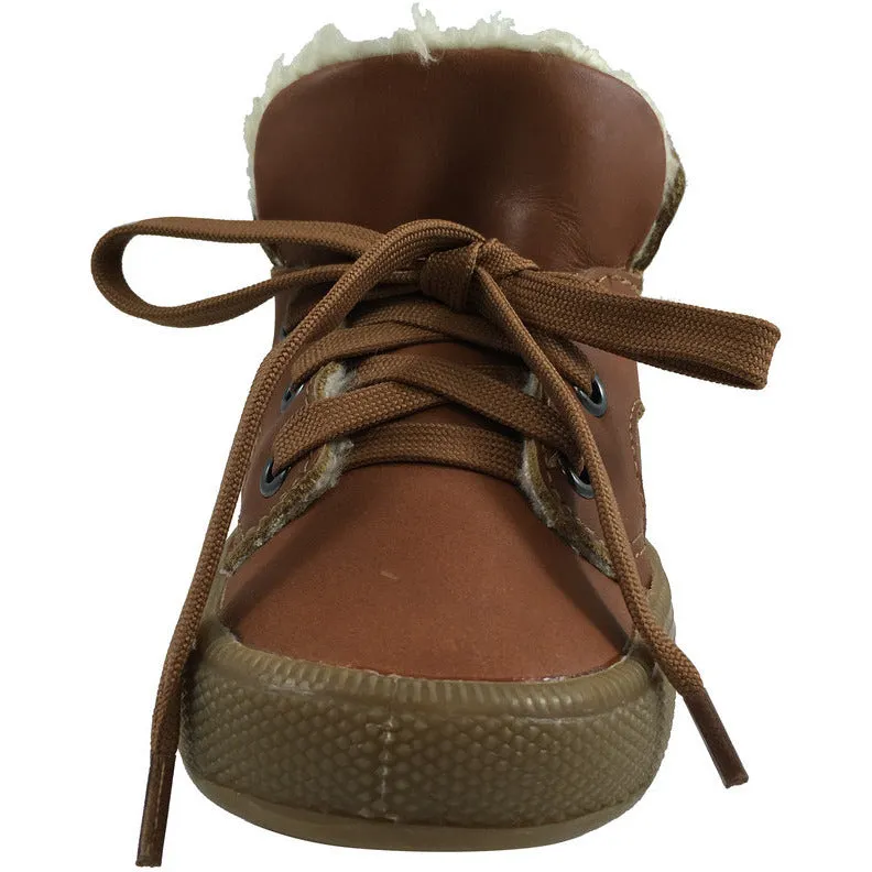 Old Soles Boy's & Girl's Toasty Plush Lining Tan Lace Up Sneaker