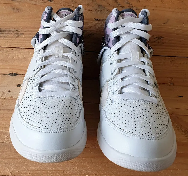 Reebok Classic Mid Leather Trainers UK5.5/US8/EU38.5 V71072 White/Grey/Purple