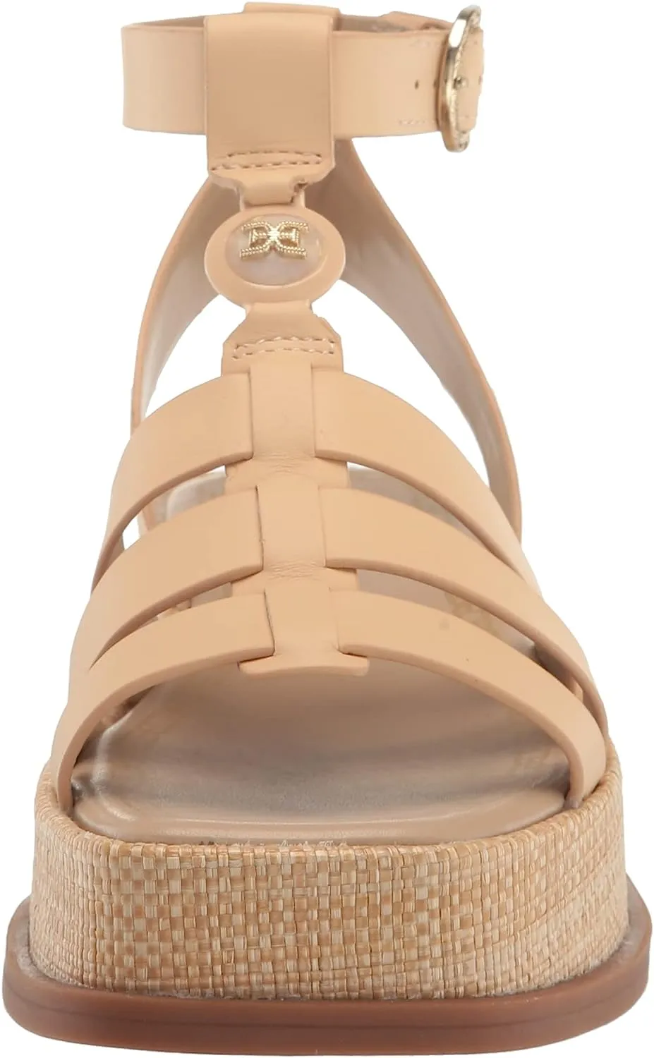 Sam Edelman Naima Bleached Wheat Multi Straps Buckle Ankle Block Heel Sandals