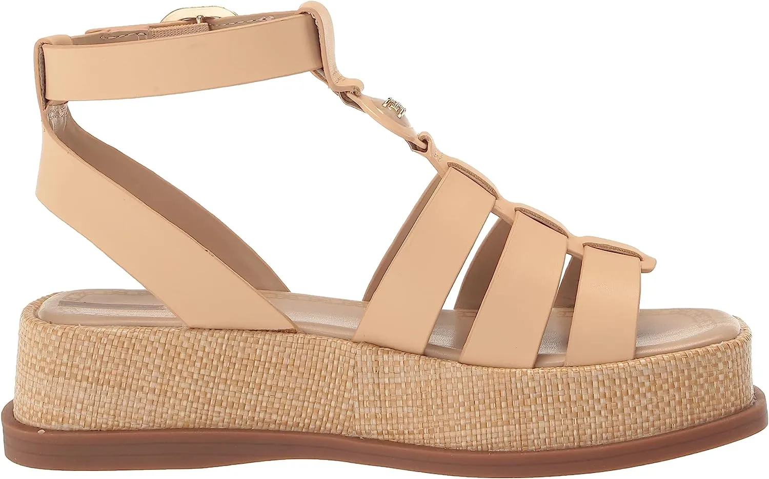 Sam Edelman Naima Bleached Wheat Multi Straps Buckle Ankle Block Heel Sandals
