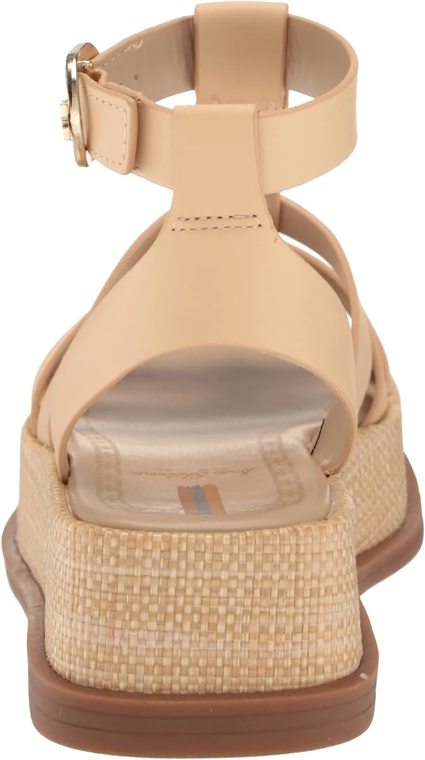 Sam Edelman Naima Bleached Wheat Multi Straps Buckle Ankle Block Heel Sandals