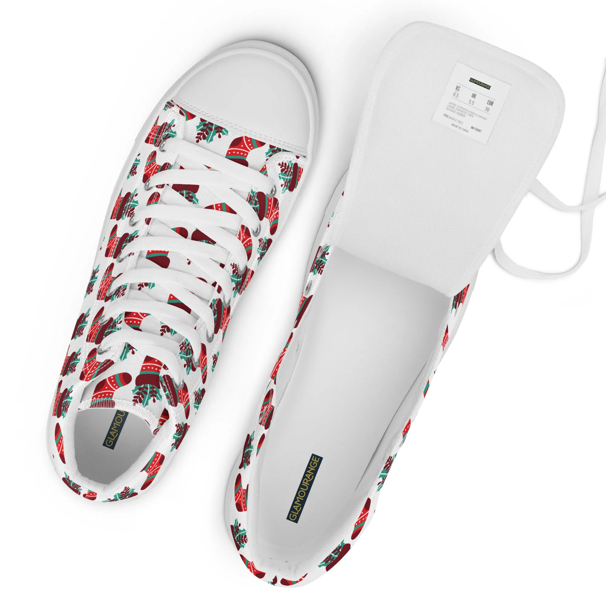 Women Christmas High Top Canvas Shoes (Glamourange Holiday Magic Canvas Shoes For Women - 007)