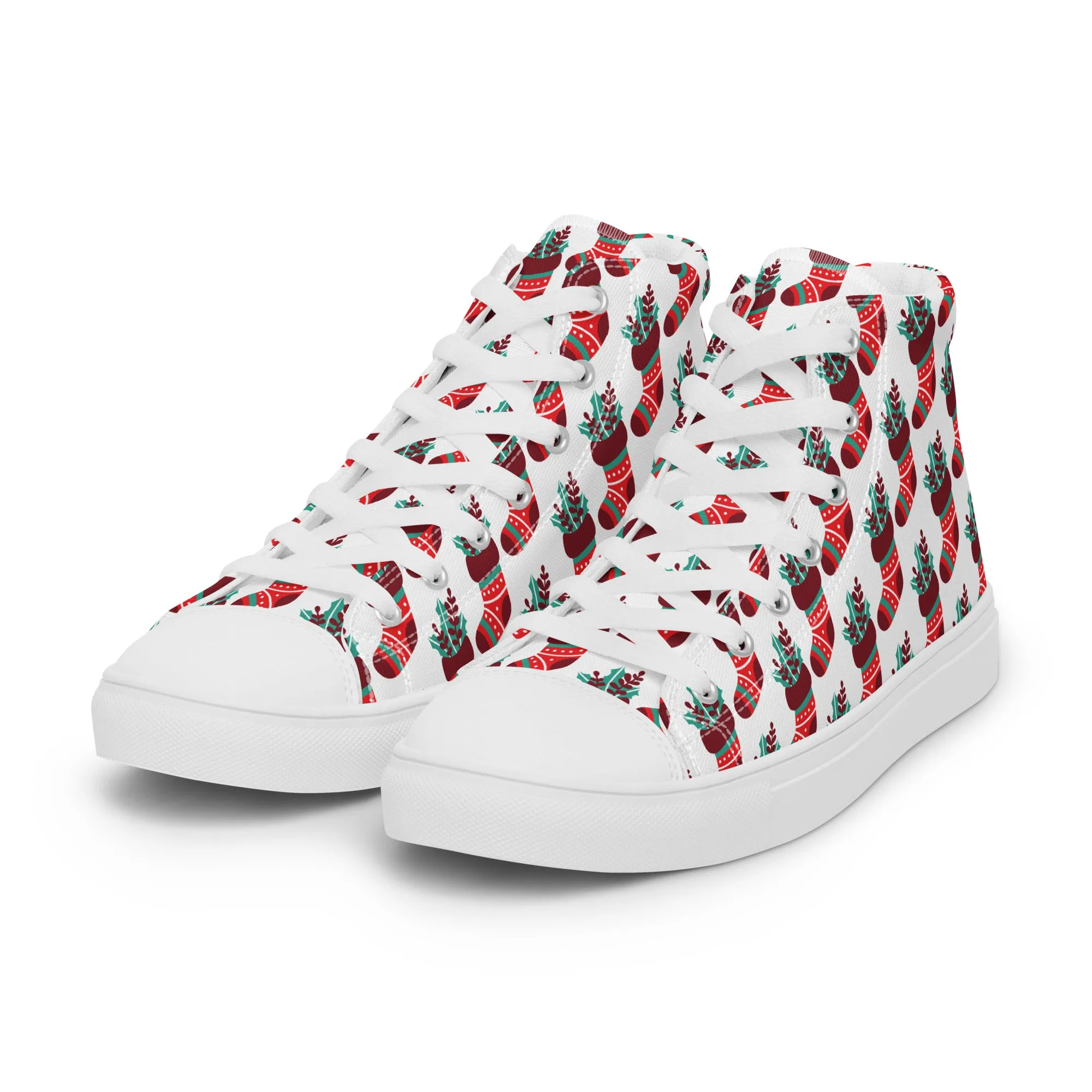 Women Christmas High Top Canvas Shoes (Glamourange Holiday Magic Canvas Shoes For Women - 007)