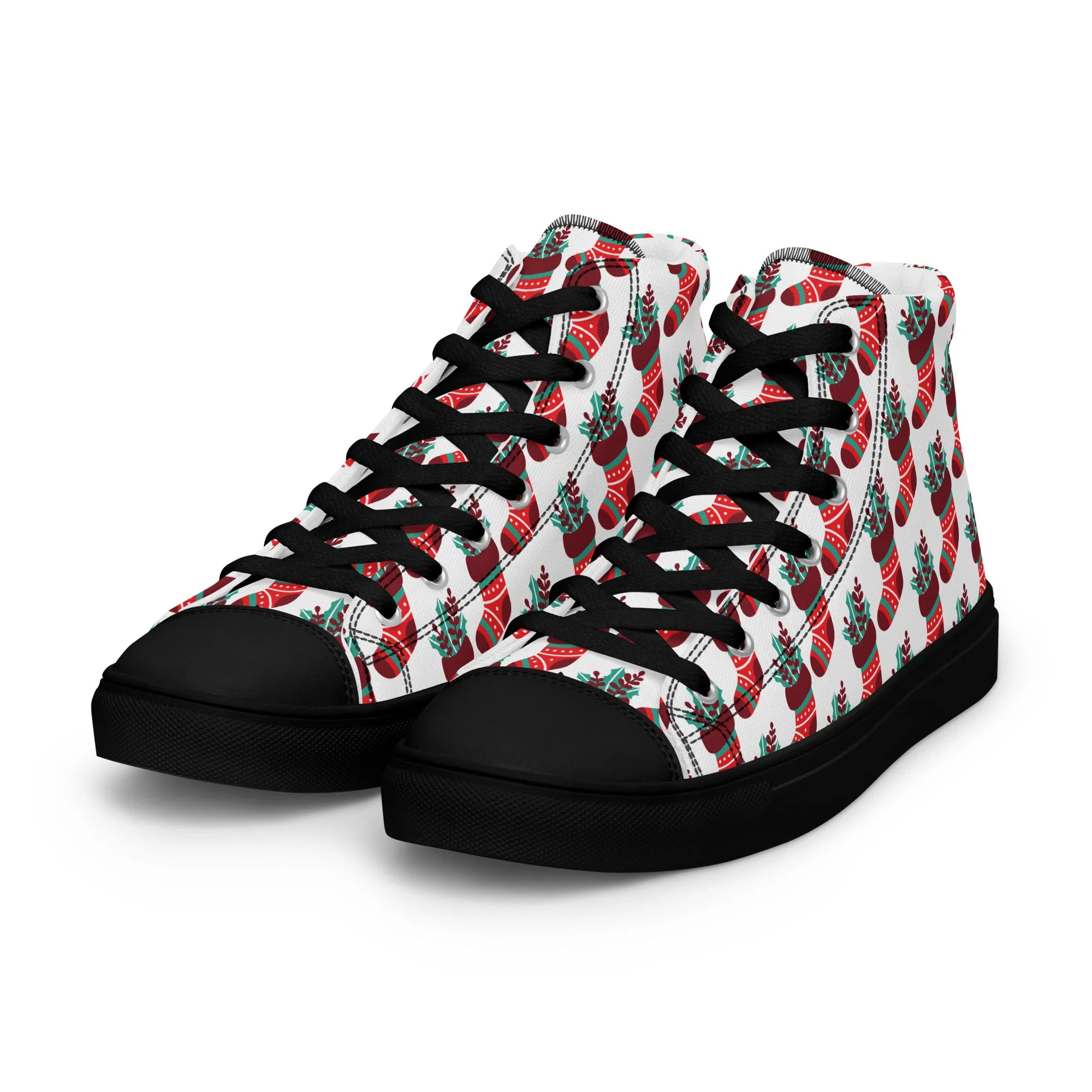 Women Christmas High Top Canvas Shoes (Glamourange Holiday Magic Canvas Shoes For Women - 007)