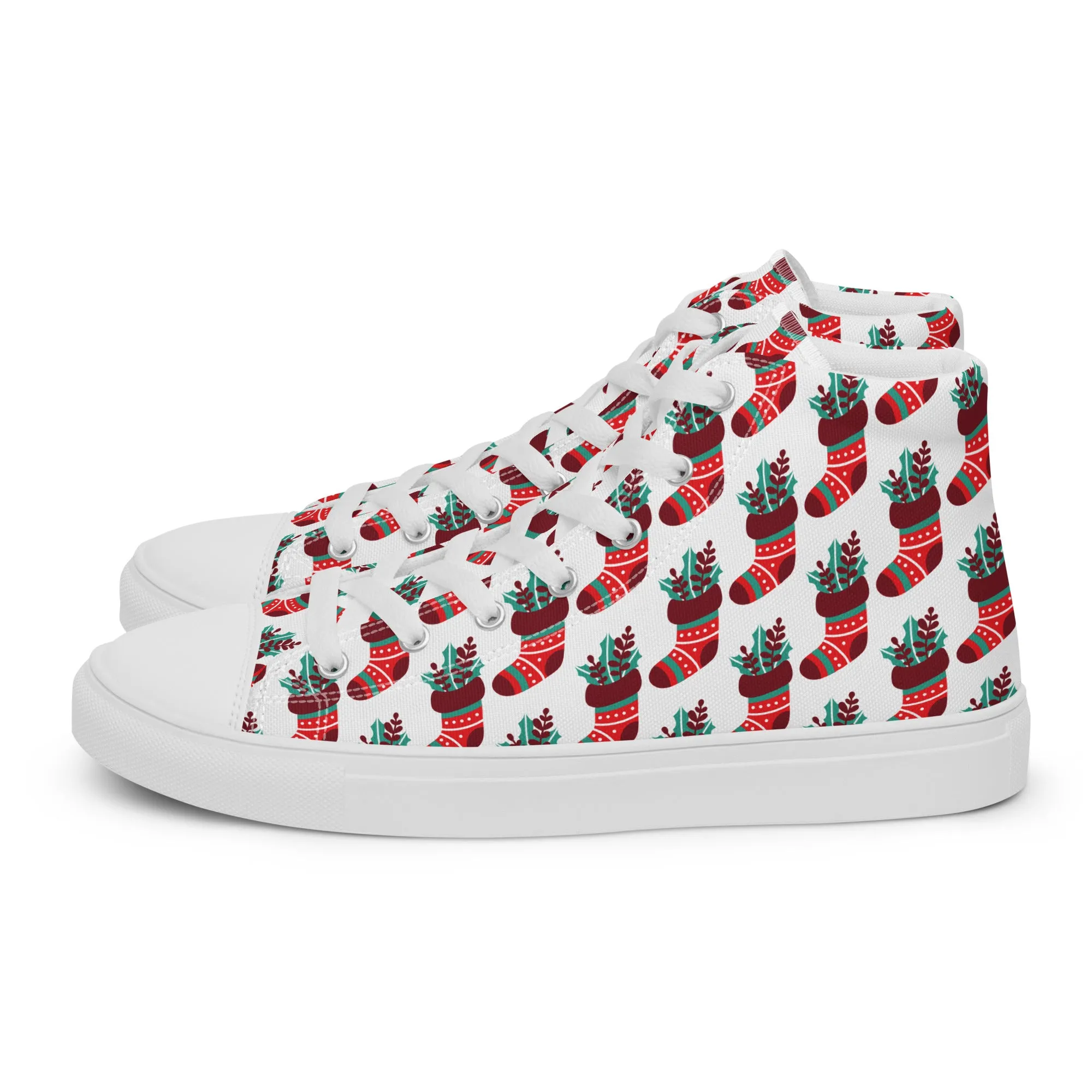 Women Christmas High Top Canvas Shoes (Glamourange Holiday Magic Canvas Shoes For Women - 007)