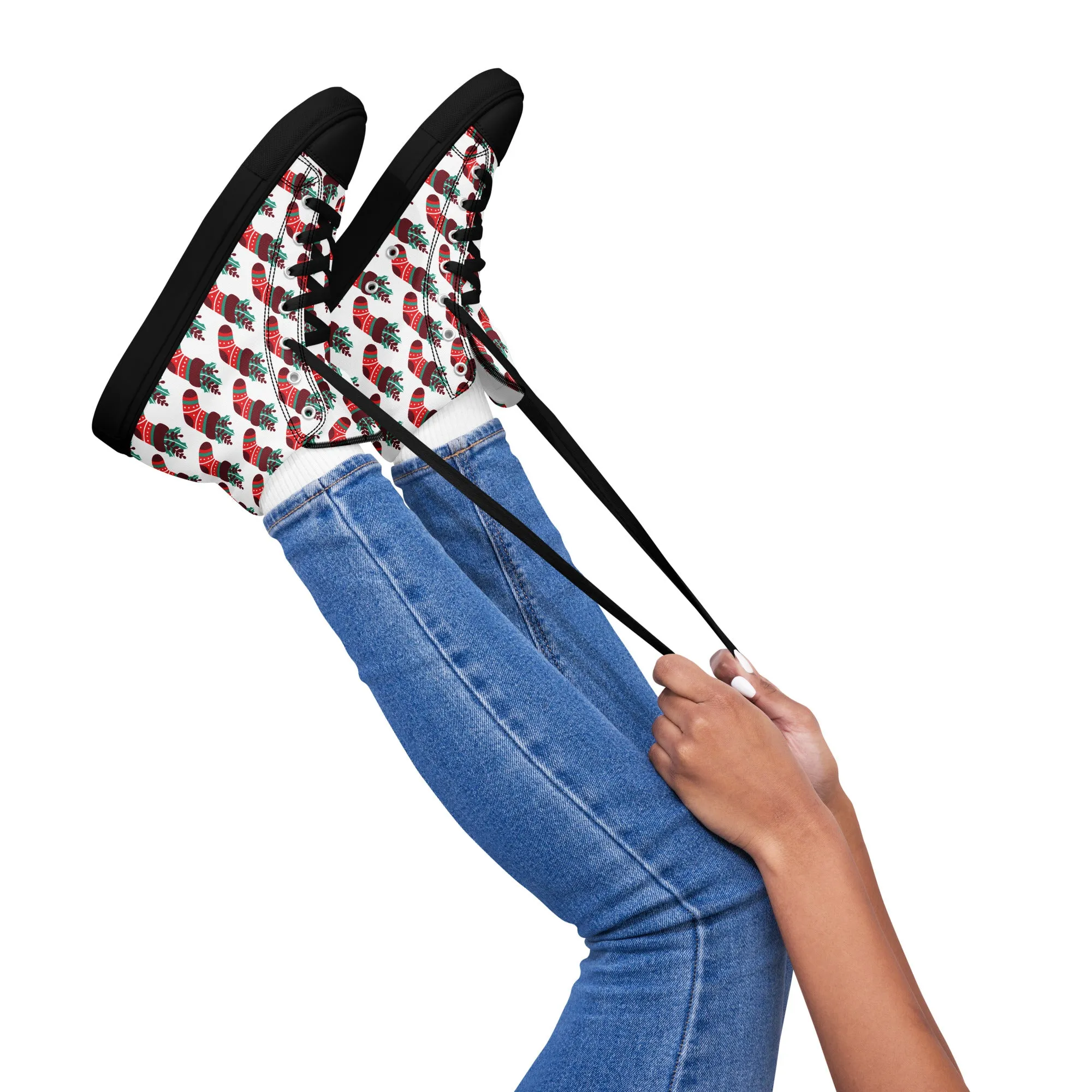 Women Christmas High Top Canvas Shoes (Glamourange Holiday Magic Canvas Shoes For Women - 007)