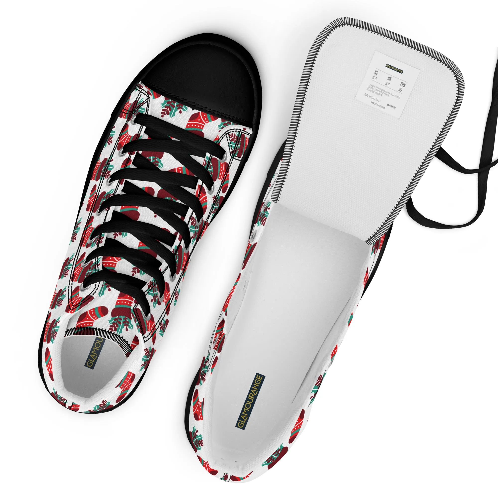 Women Christmas High Top Canvas Shoes (Glamourange Holiday Magic Canvas Shoes For Women - 007)