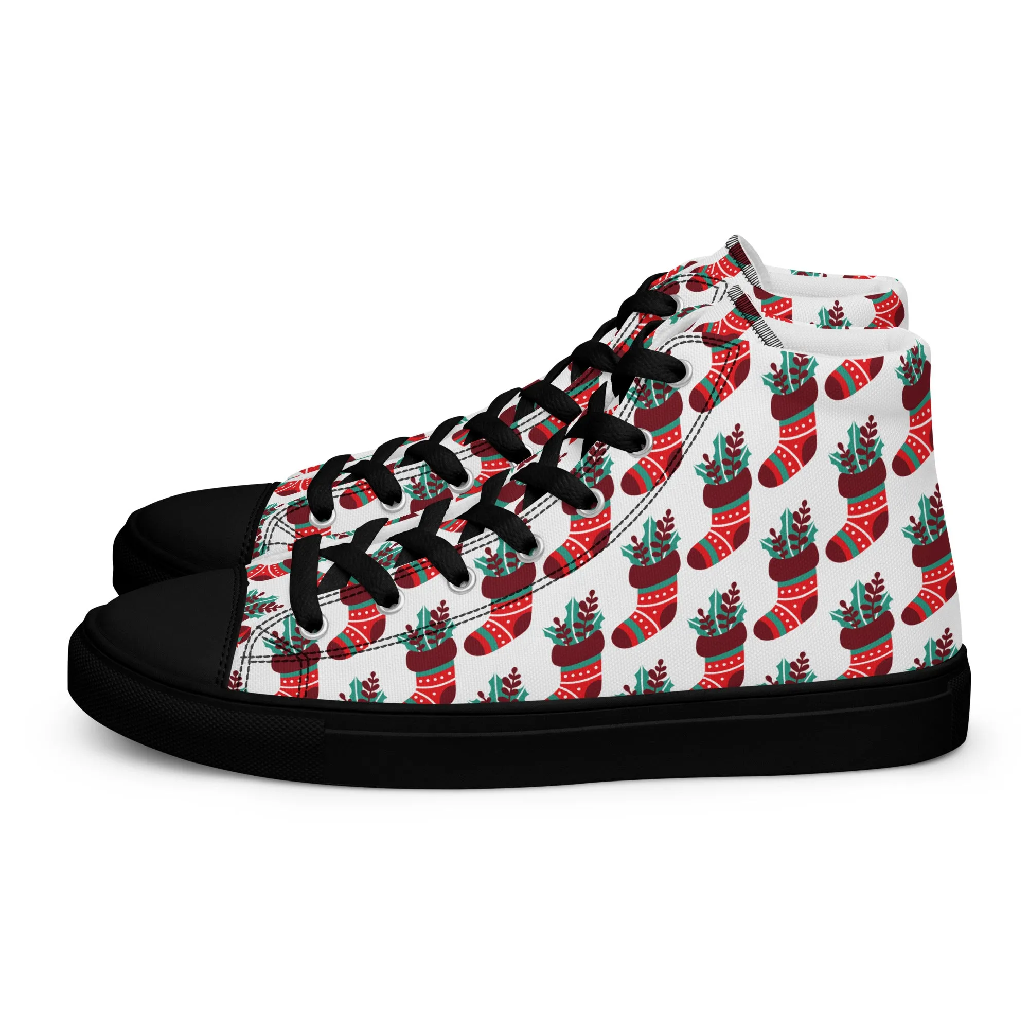 Women Christmas High Top Canvas Shoes (Glamourange Holiday Magic Canvas Shoes For Women - 007)