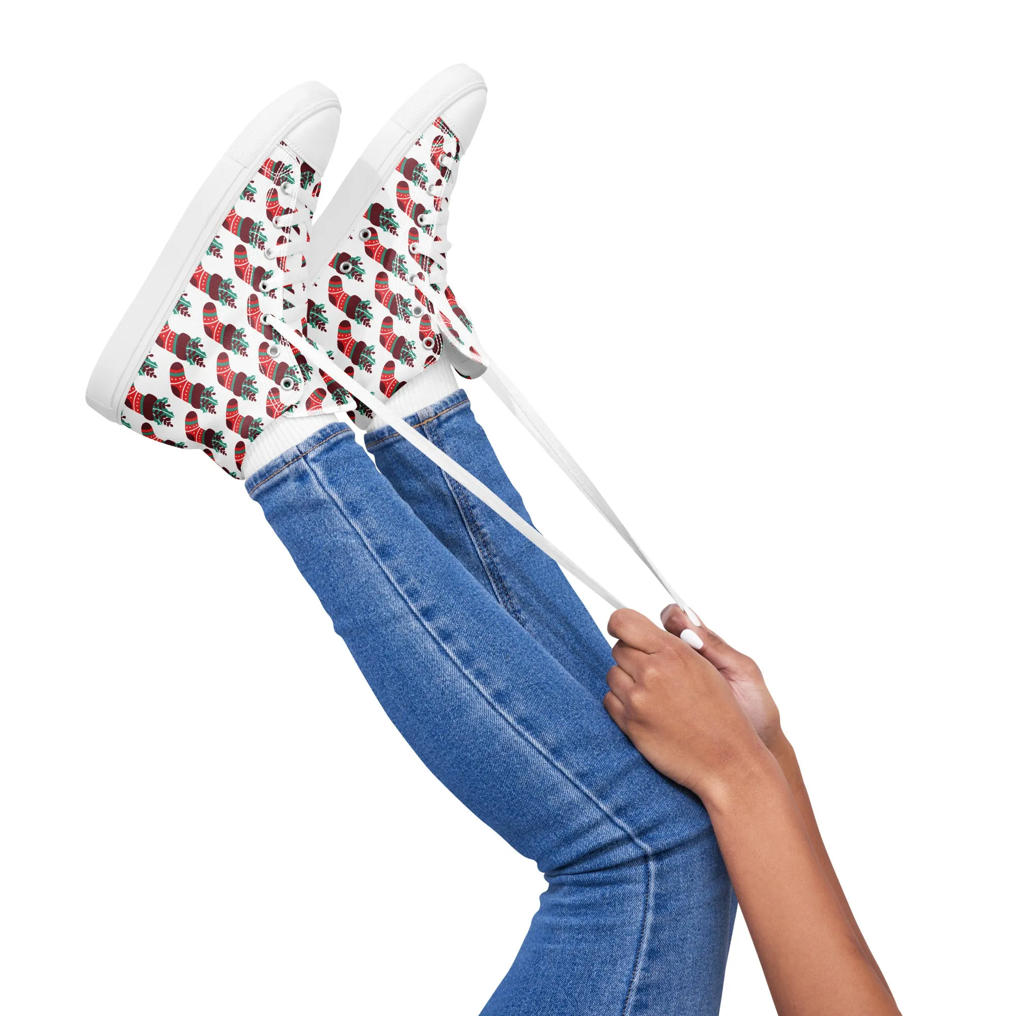 Women Christmas High Top Canvas Shoes (Glamourange Holiday Magic Canvas Shoes For Women - 007)