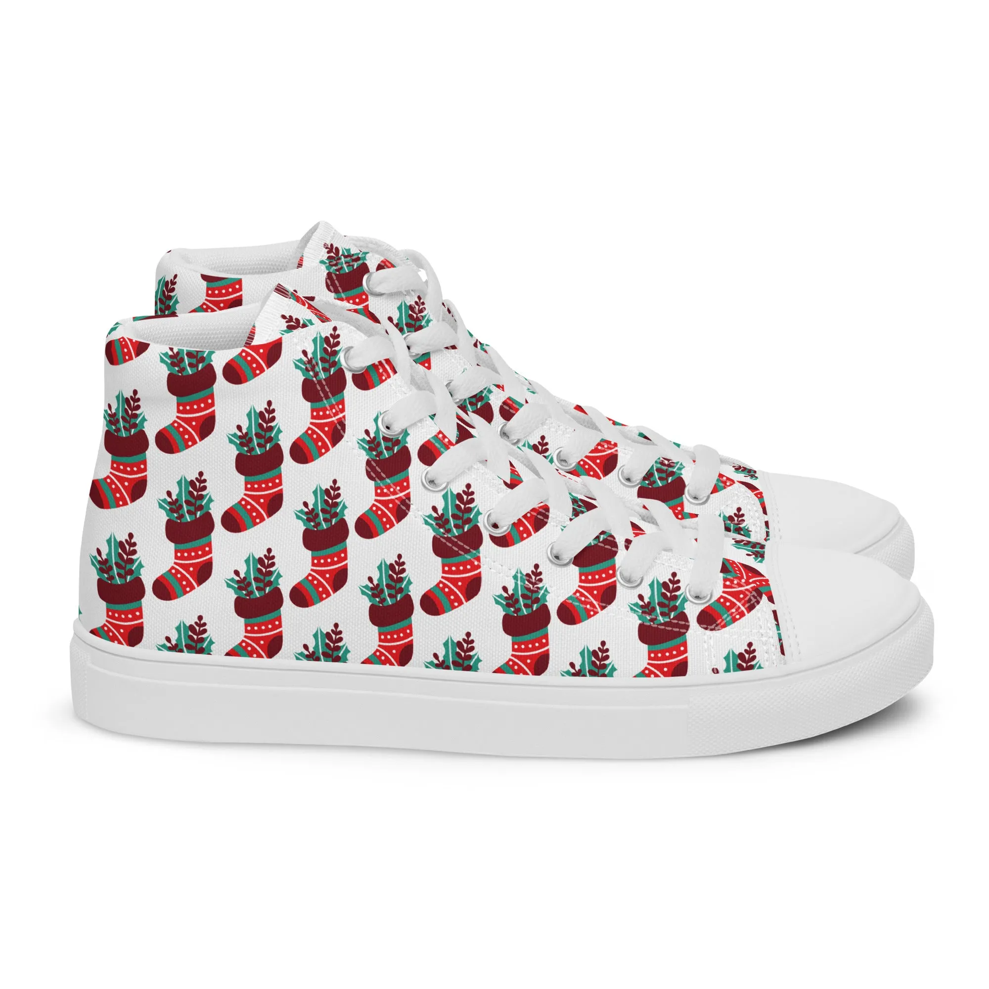 Women Christmas High Top Canvas Shoes (Glamourange Holiday Magic Canvas Shoes For Women - 007)