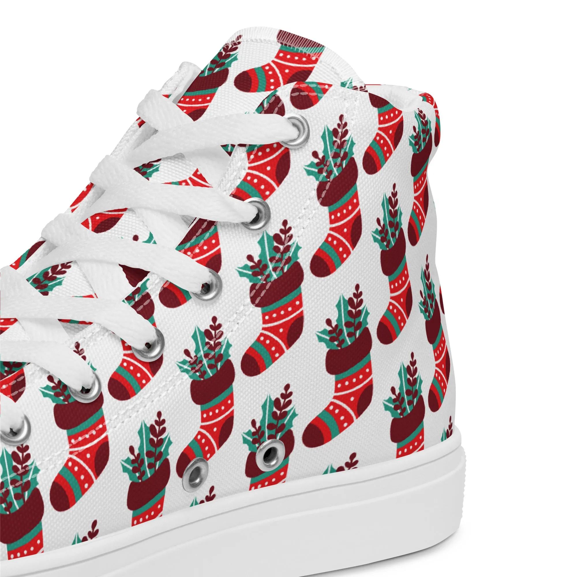 Women Christmas High Top Canvas Shoes (Glamourange Holiday Magic Canvas Shoes For Women - 007)