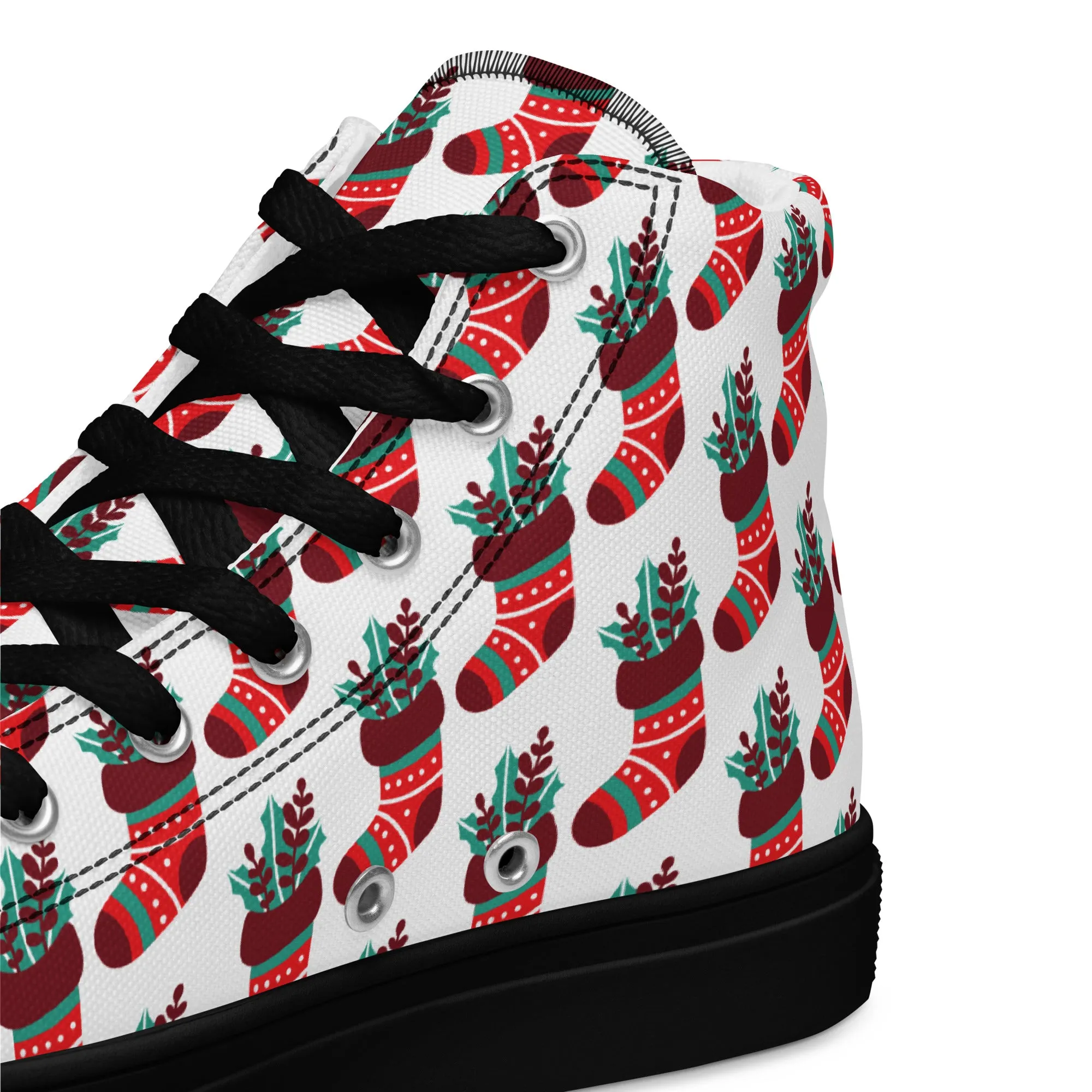 Women Christmas High Top Canvas Shoes (Glamourange Holiday Magic Canvas Shoes For Women - 007)