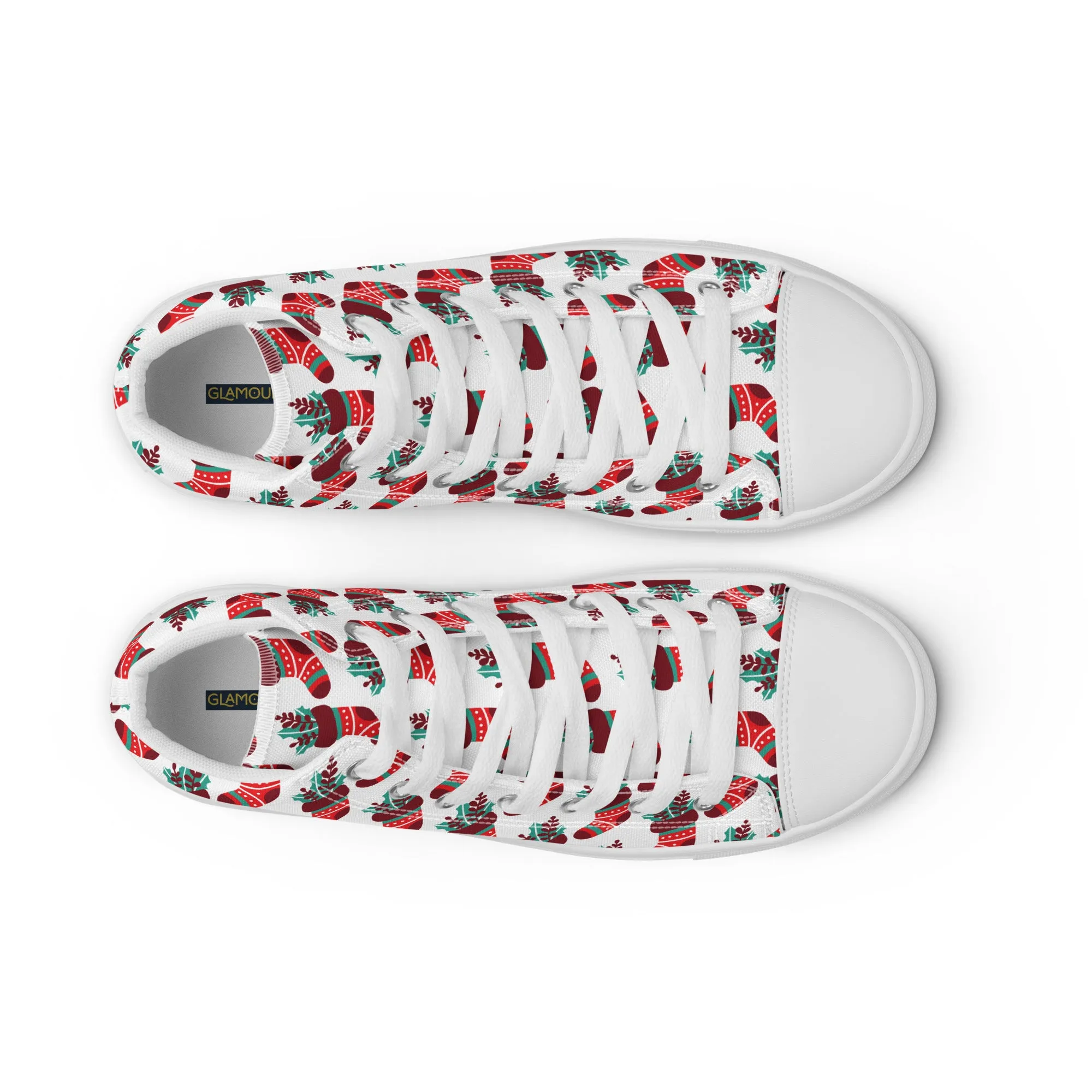 Women Christmas High Top Canvas Shoes (Glamourange Holiday Magic Canvas Shoes For Women - 007)