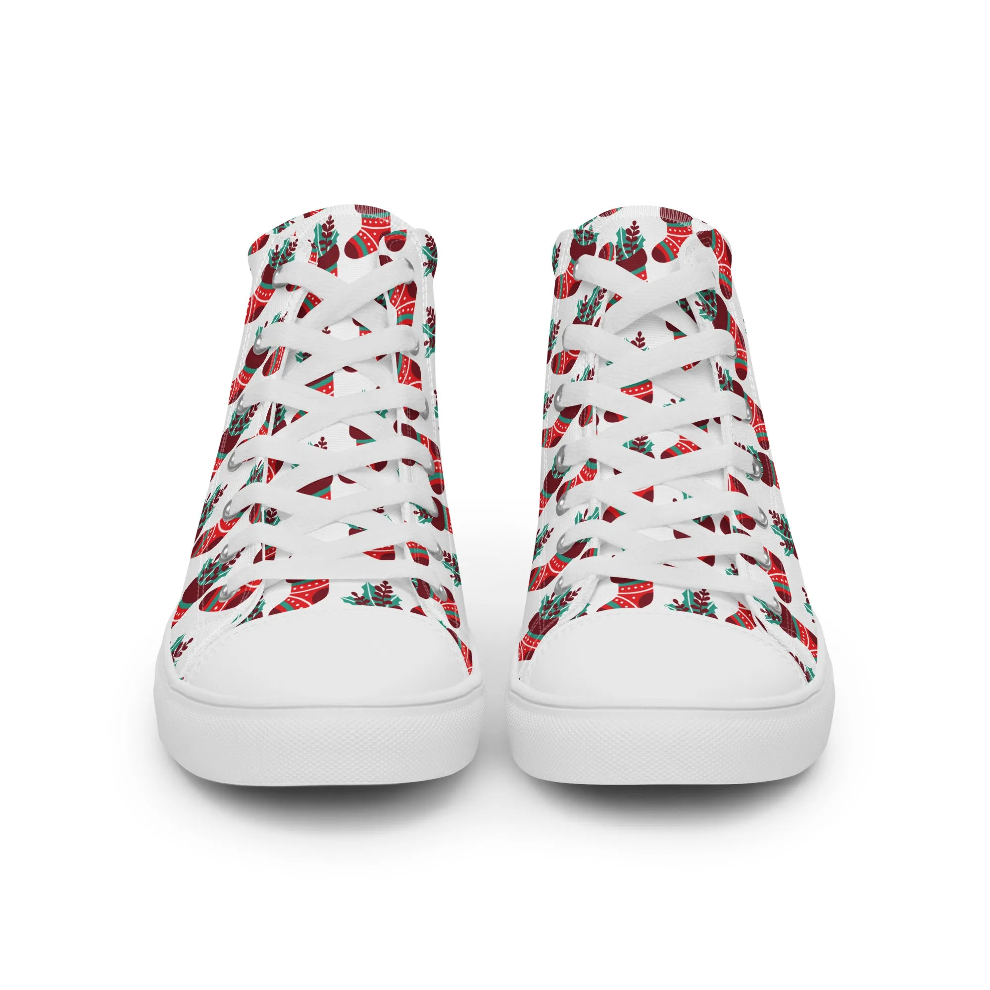 Women Christmas High Top Canvas Shoes (Glamourange Holiday Magic Canvas Shoes For Women - 007)