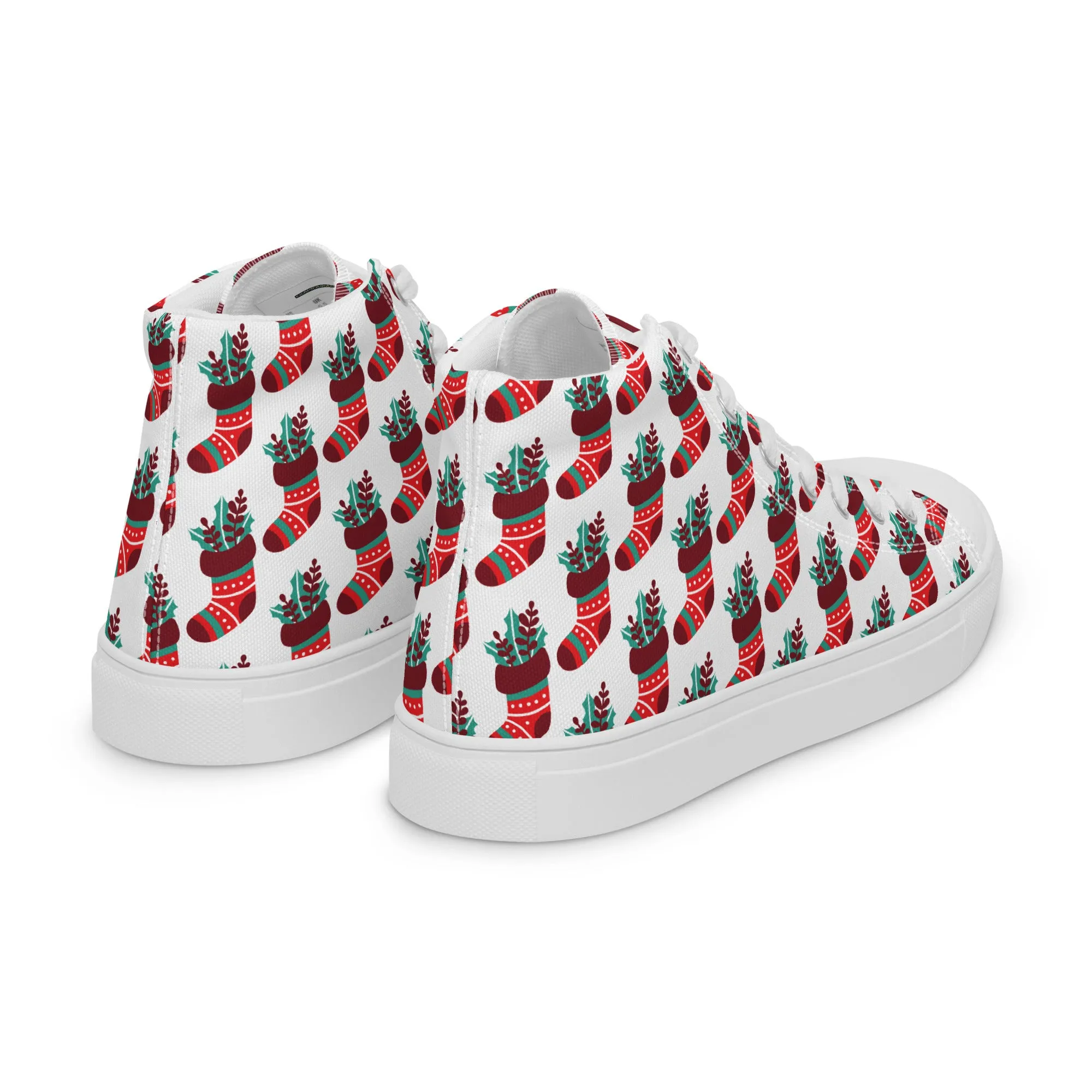 Women Christmas High Top Canvas Shoes (Glamourange Holiday Magic Canvas Shoes For Women - 007)