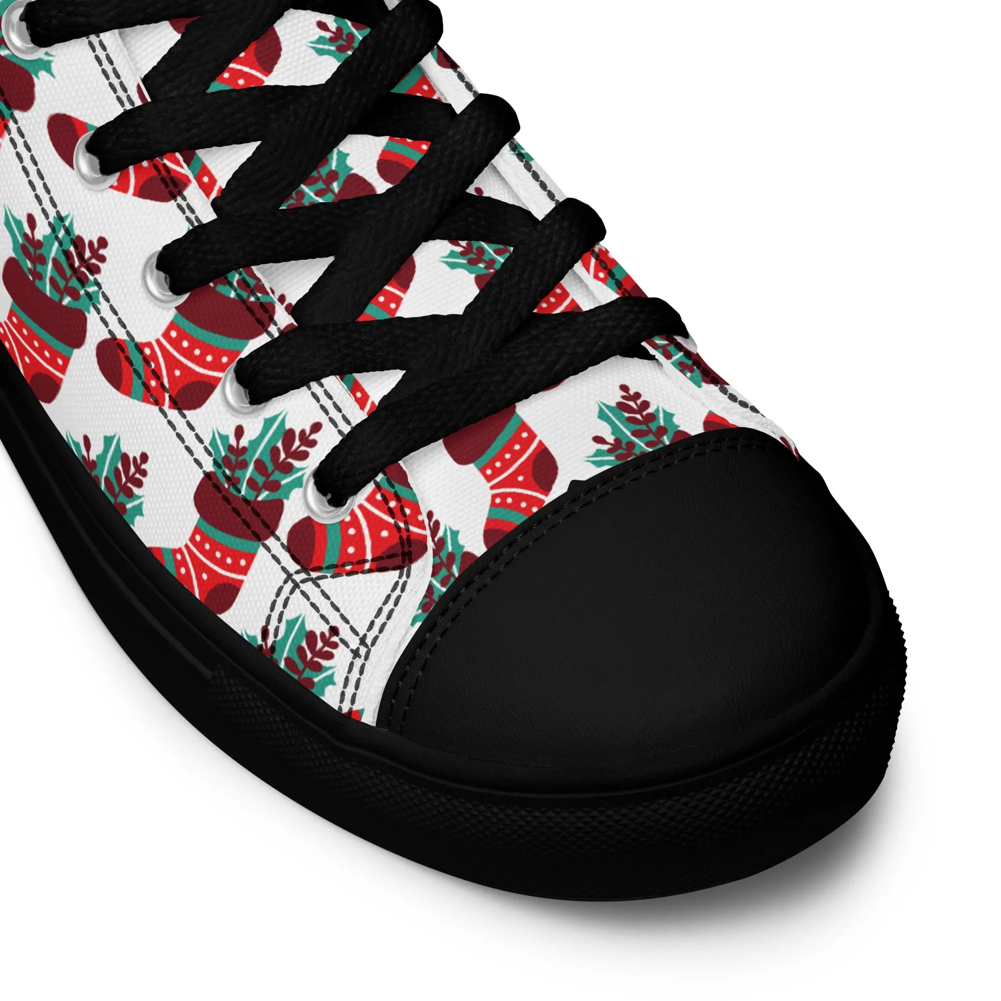 Women Christmas High Top Canvas Shoes (Glamourange Holiday Magic Canvas Shoes For Women - 007)