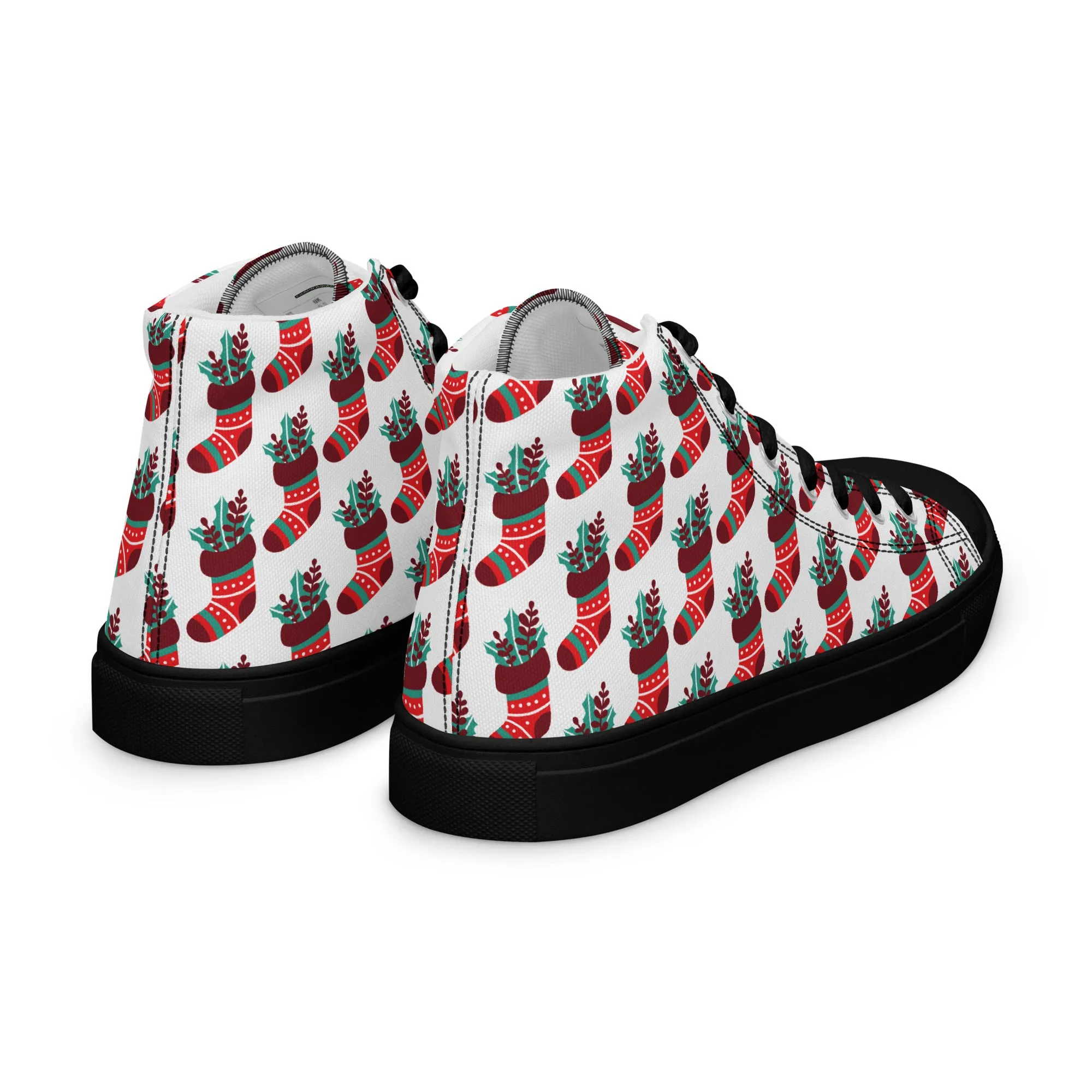 Women Christmas High Top Canvas Shoes (Glamourange Holiday Magic Canvas Shoes For Women - 007)