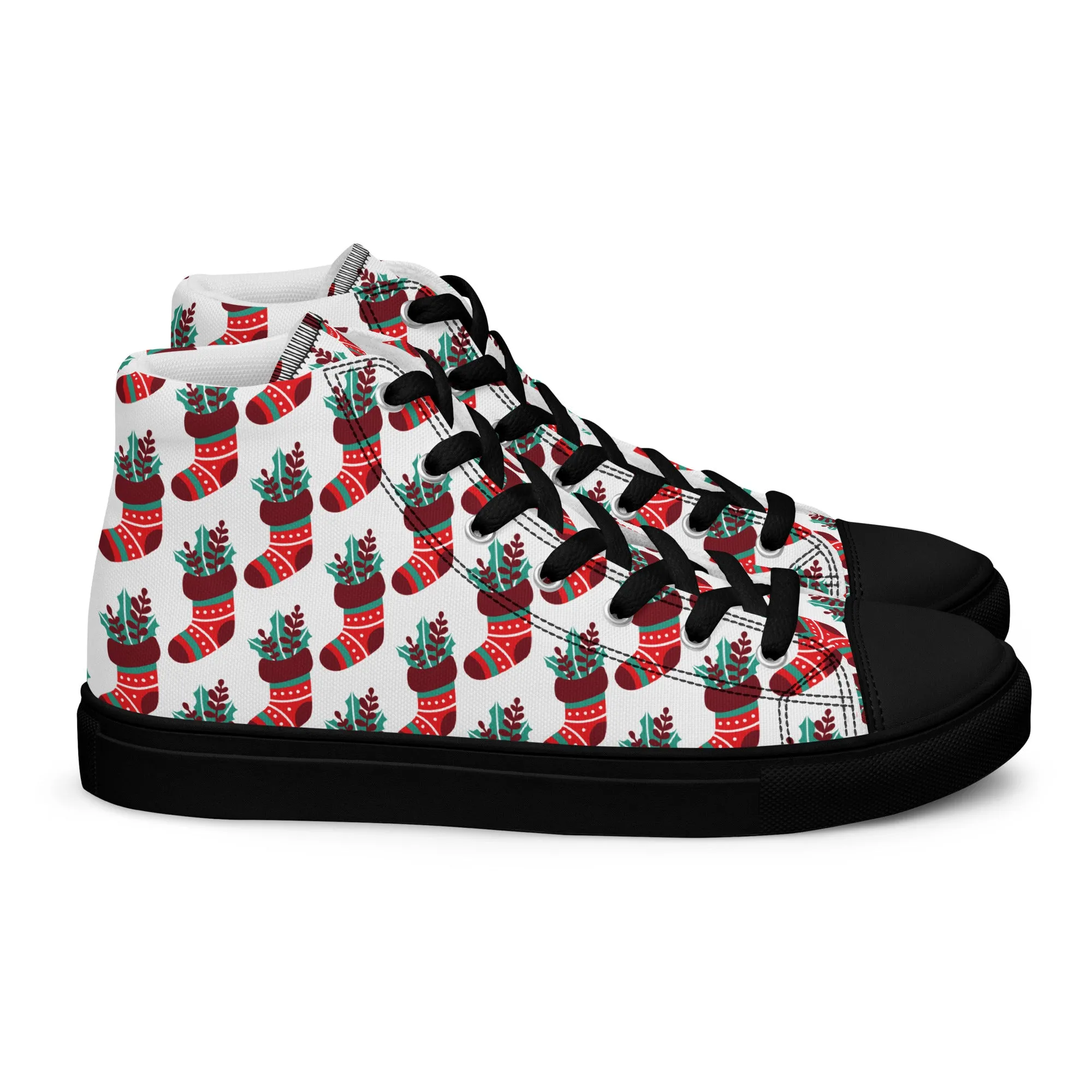 Women Christmas High Top Canvas Shoes (Glamourange Holiday Magic Canvas Shoes For Women - 007)